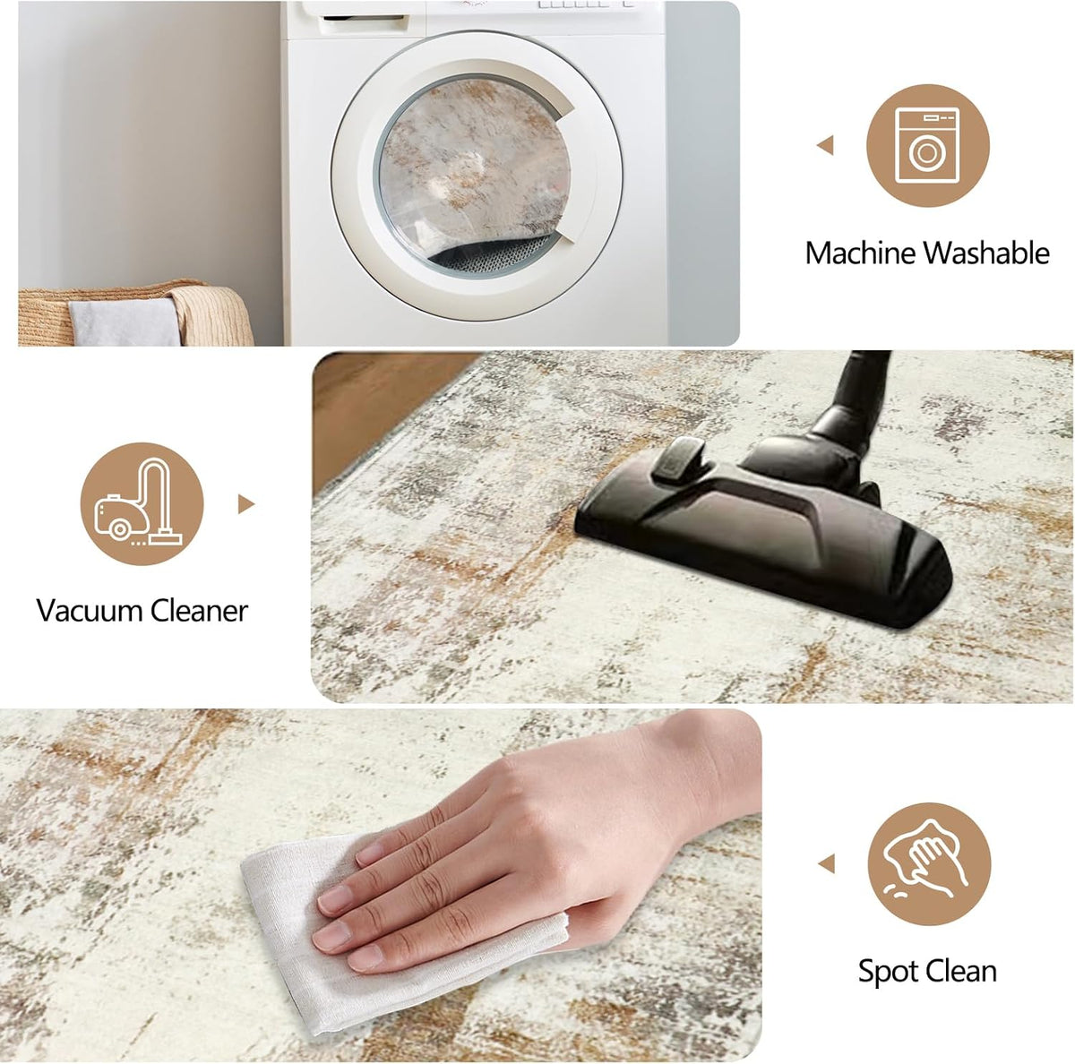 Hallway Runner Rug 60x300cm Non Slip Washable Brown Beige Carpet Famibay Home