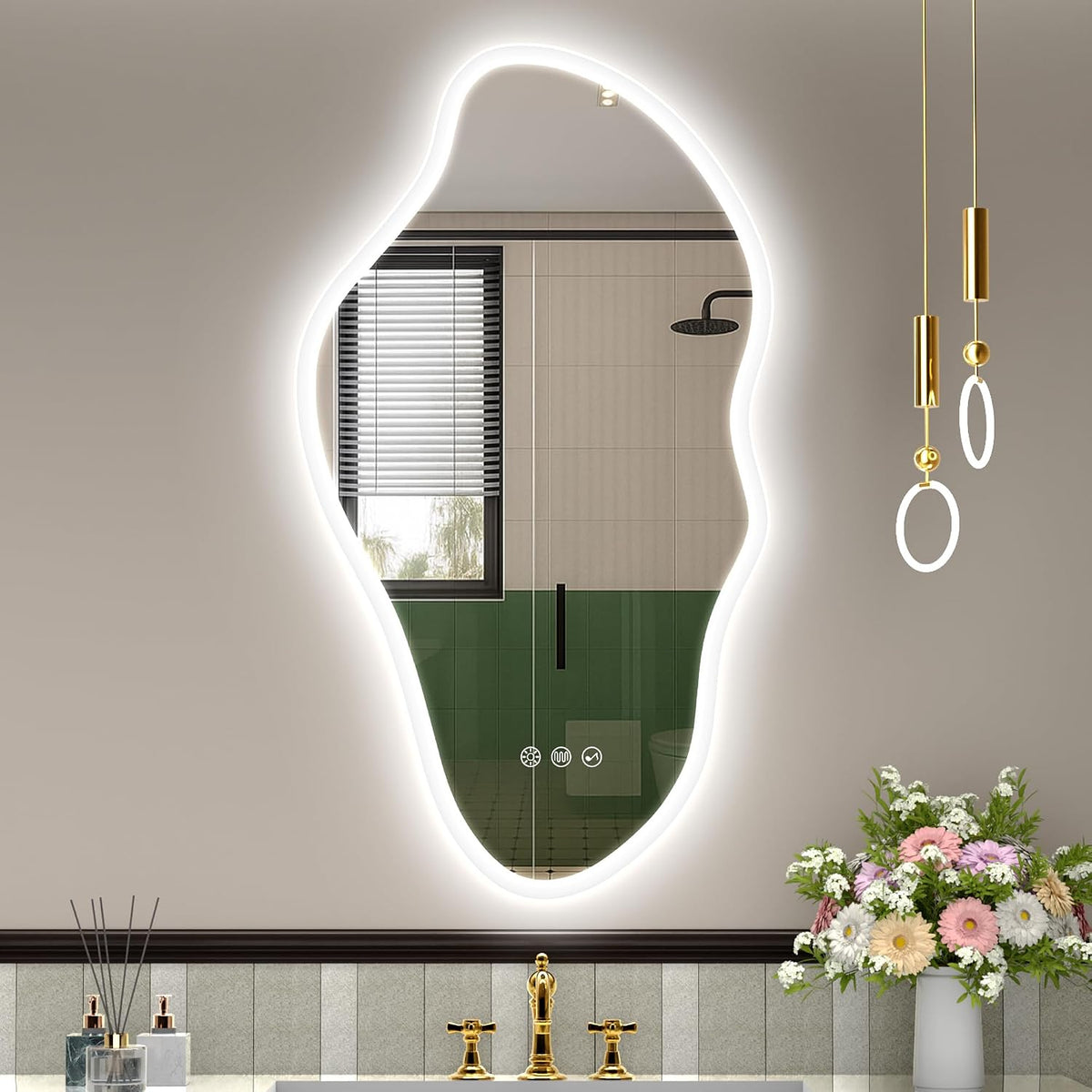 Irregular LED Bathroom Mirror 90 x 50cm Bluetooth Anti-Fog STARLEAD
