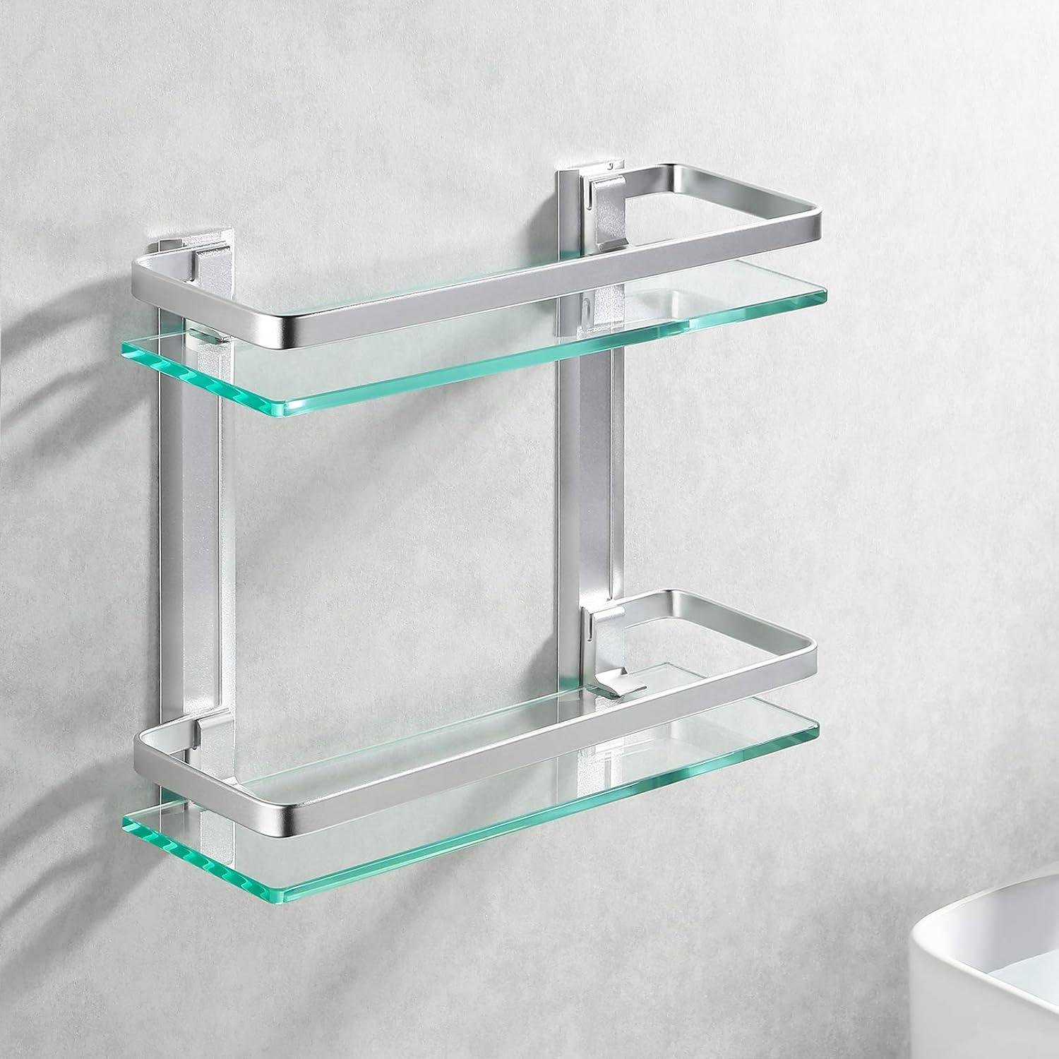 KES Bathroom Shelves Wall Mounted Aluminum Glass Shelf 2 Tier - Massive Discounts