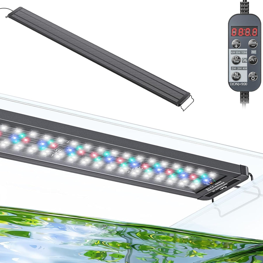 Aquarium LED light bar with digital controller on a white background