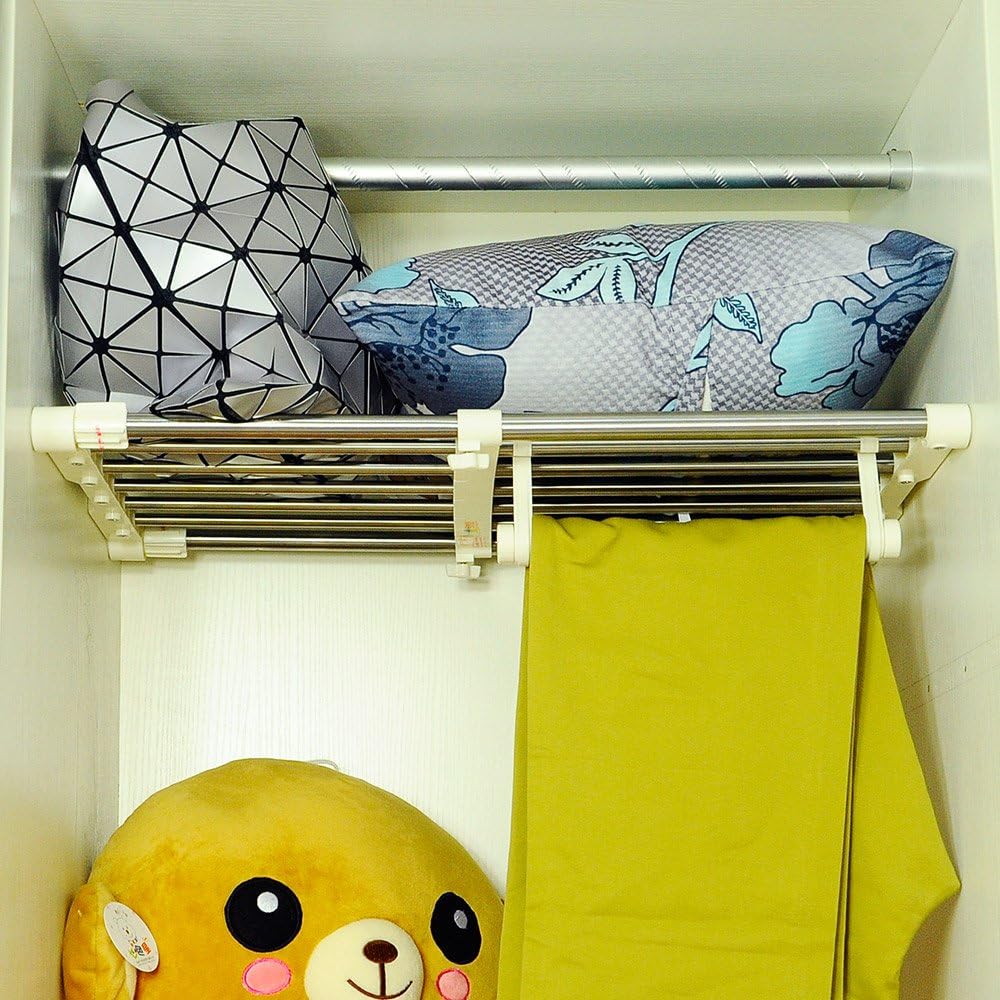 BAOYOUNI Extendable Closet Shelf Rod Organizer, Heavy-Duty Metal Divider 40-60cm