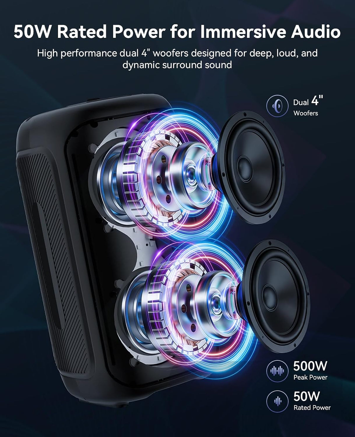 Karaoke Machine Bluetooth Speaker 2 Wireless Mics LED Party PA System GKD40