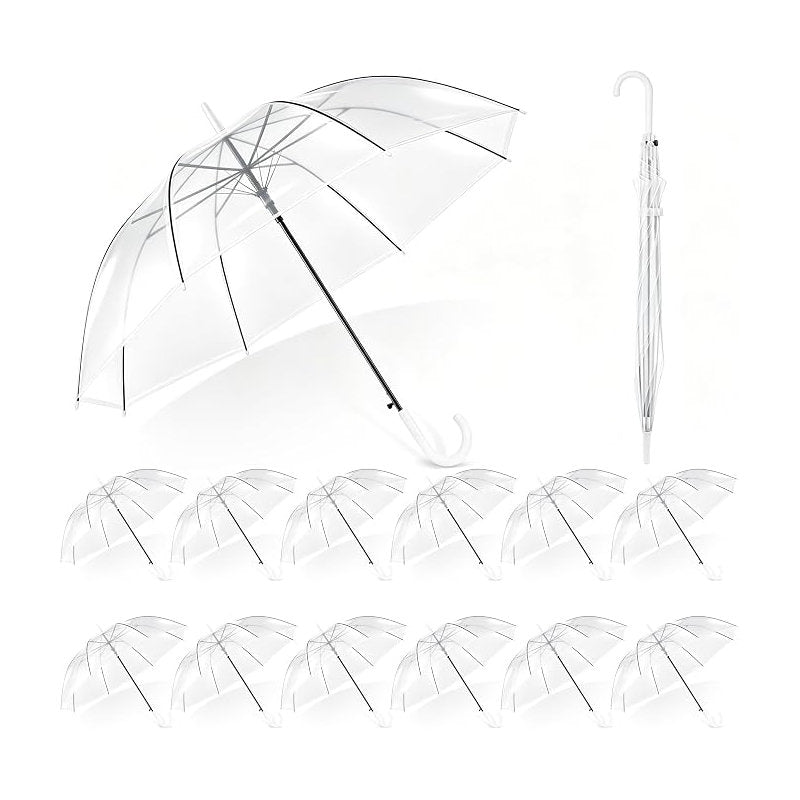 Clear Umbrella 37.4 Inch Transparent Dome Wedding Rain Parasol White Aodaer