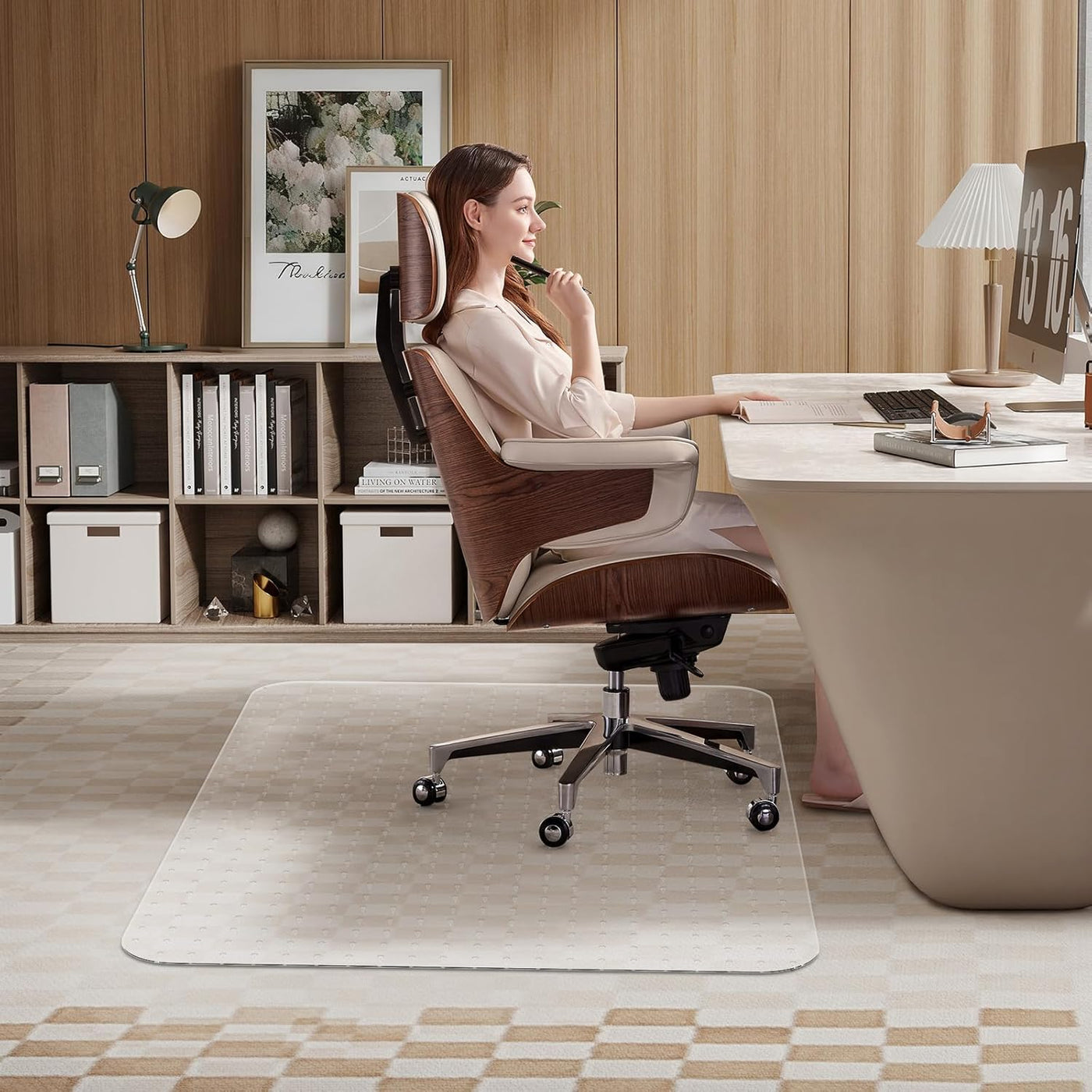 Carpet Chair Mat 117x152cm Clear PVC Floor Protector Non Slip WASJOYE