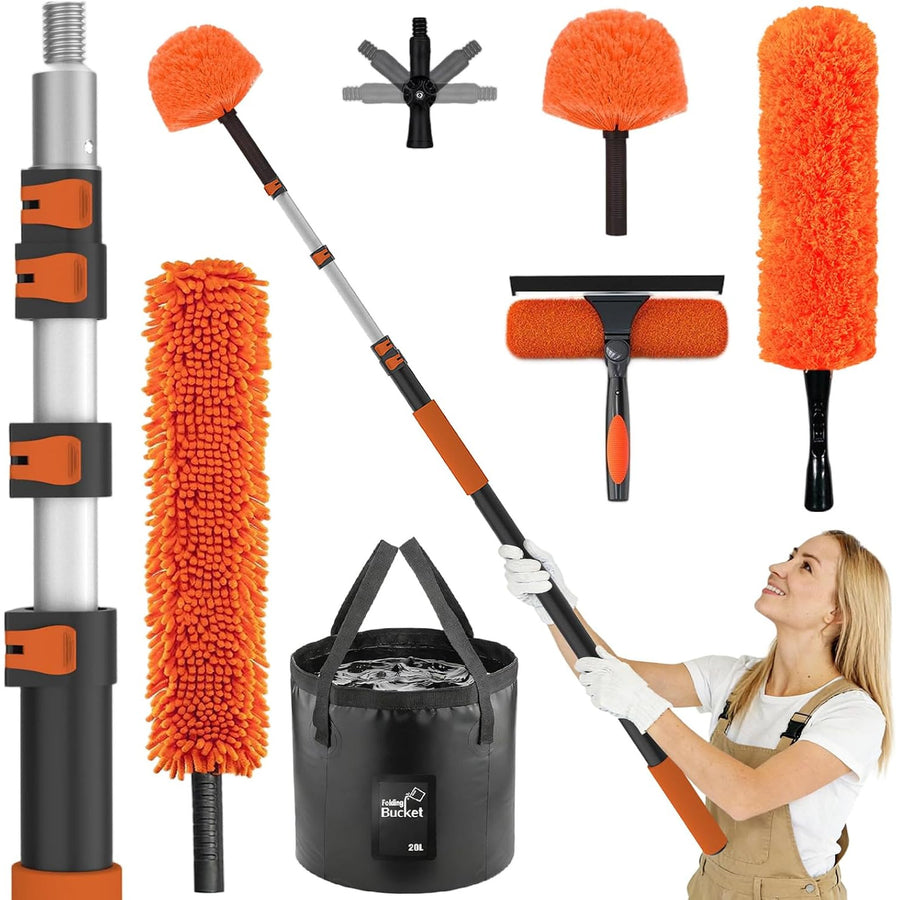Telescopic Feather Duster 6m Cobweb Brush Window Cleaning Kit LAANPOLE