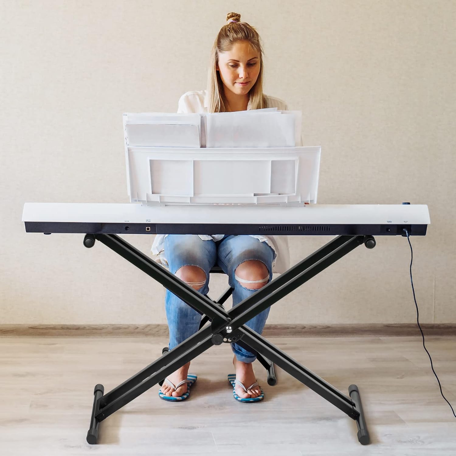 Double X Keyboard Stand 61 76 88 Key Height Adjustable CAHAYA