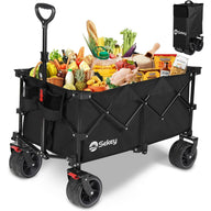 Sekey 135L Folding Trolley, All-Terrain Wheels, Brake, 150KG Load, Black Wagon