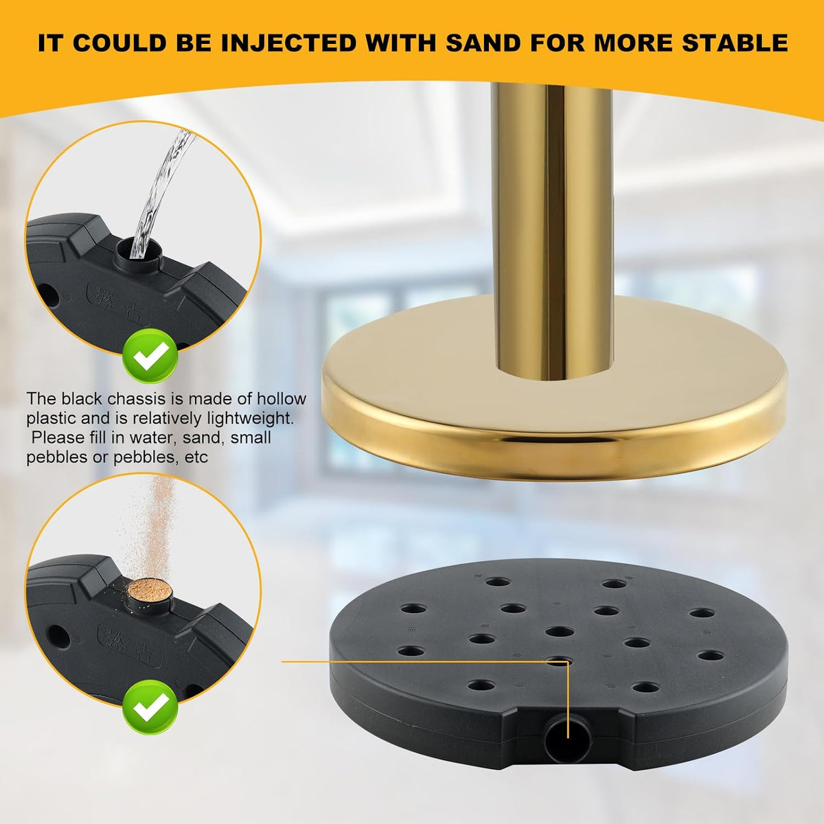 Queue Barrier Posts 4 Pack Gold Stanchions 3 Red Velvet Ropes Crowd Control