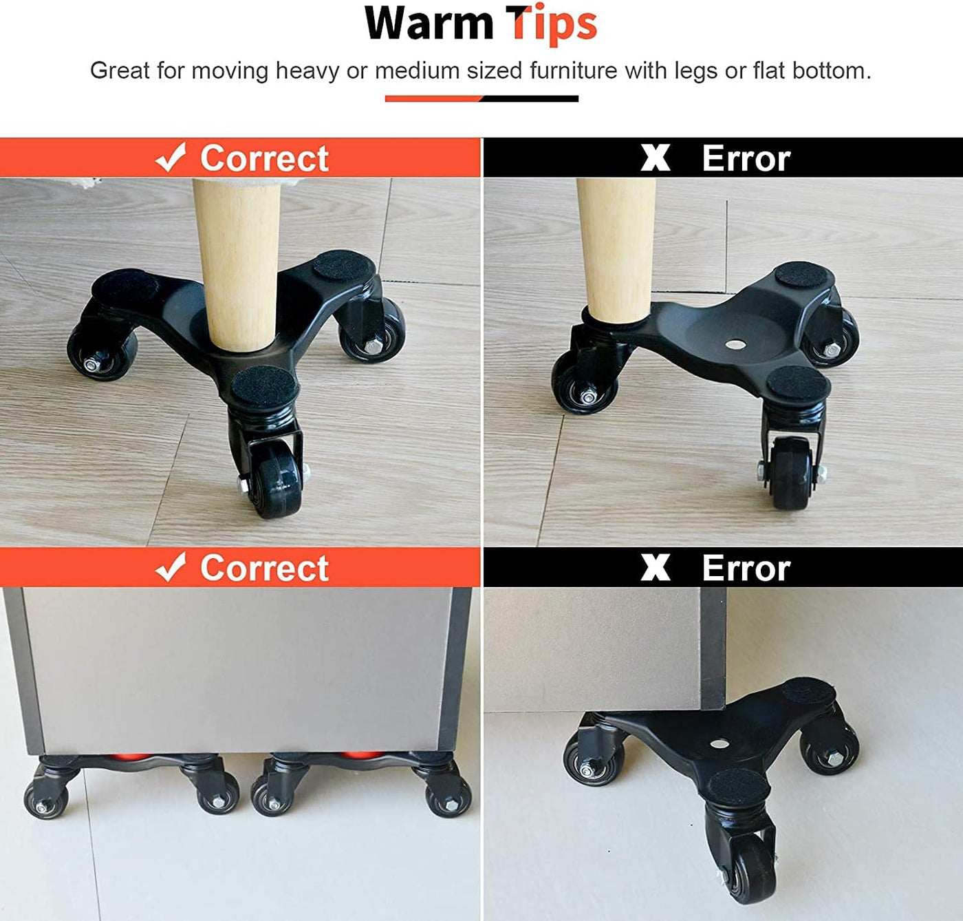 Furniture Mover Dolly 6 Inch Steel Tri Dolly 3 Wheel Heavy Duty Ronlap Lifter