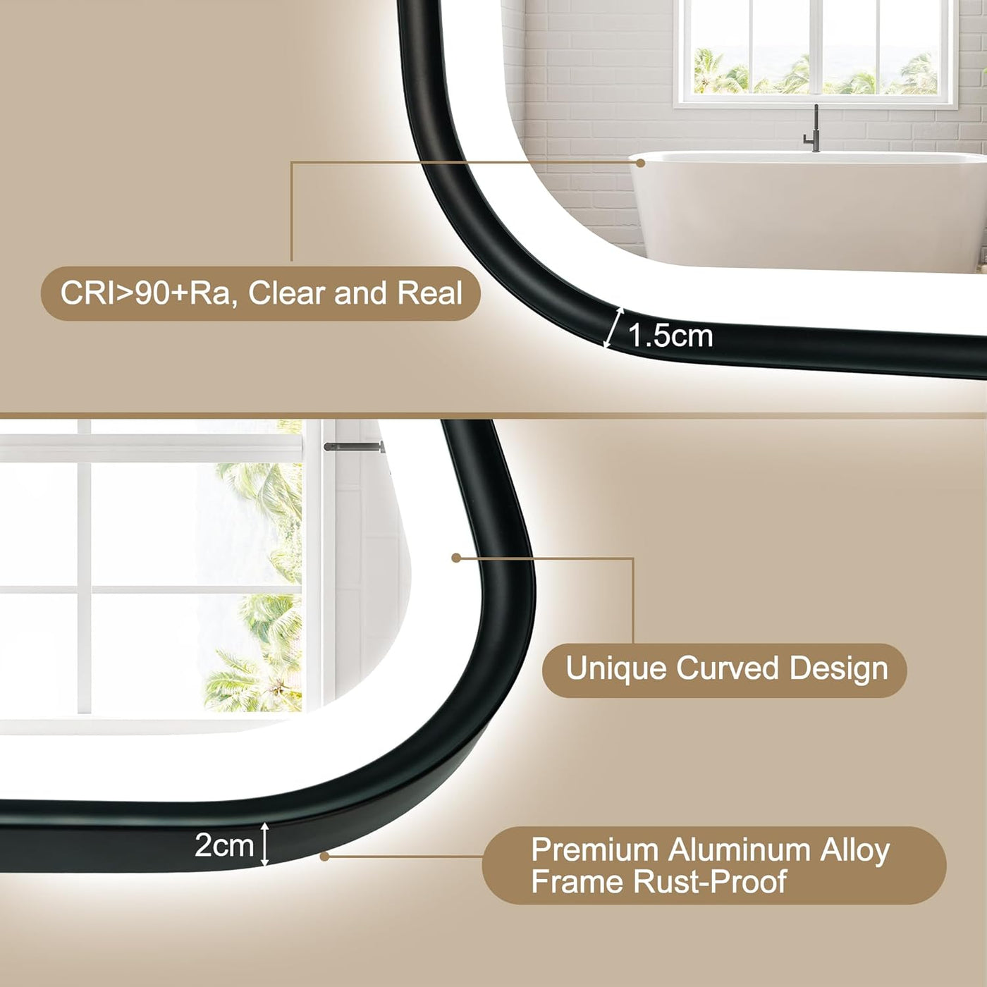Light fixture with labeled features on a neutral background