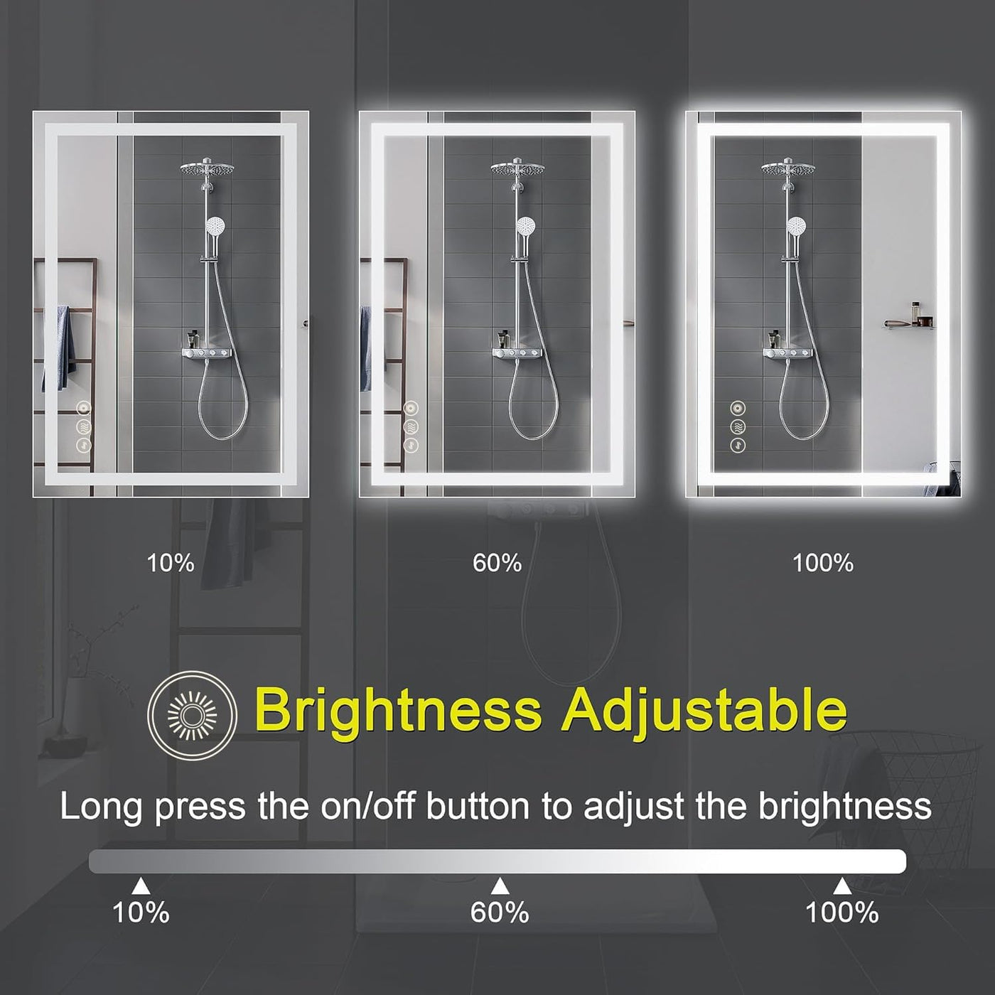LED Bathroom Mirror 50x70cm Dimmable Anti Fog Colour Change Backlit Vanity Wall