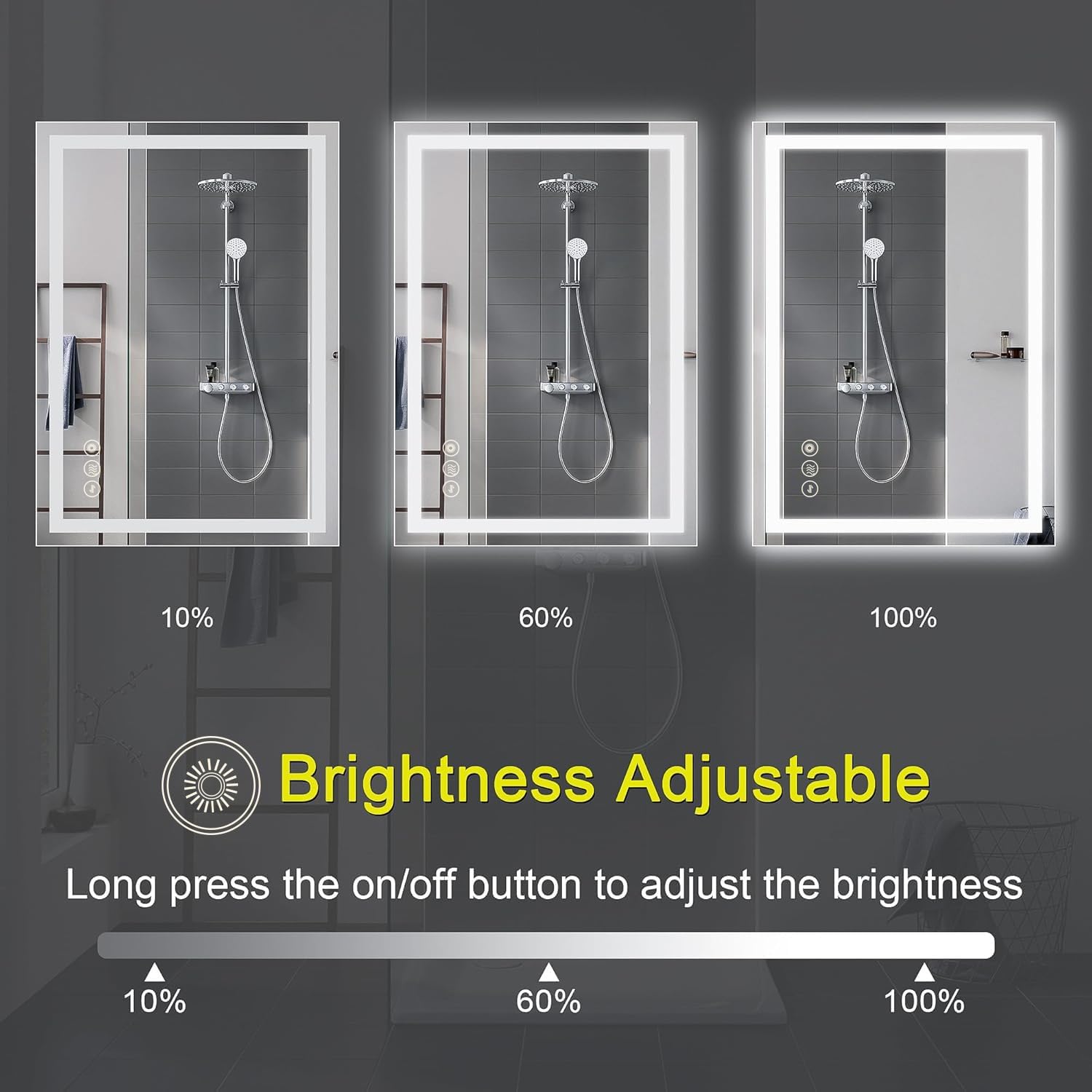 LED Bathroom Mirror 50x70cm Dimmable Anti Fog Colour Change Backlit Vanity Wall