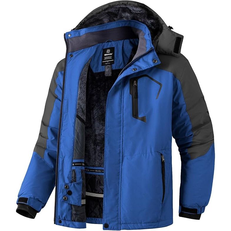 Wantdo Men's Waterproof Hooded Winter Mountain Ski Jacket Winter Coat Blue- Massive Discounts