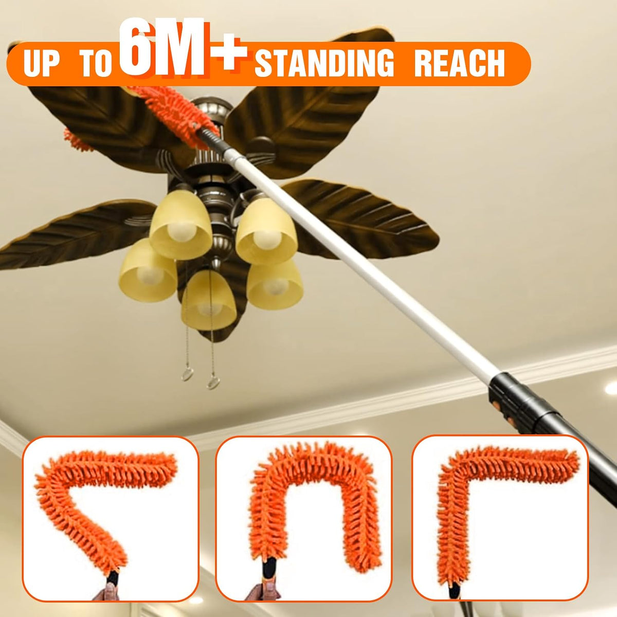 Telescopic Feather Duster 6m Cobweb Brush Window Cleaning Kit LAANPOLE