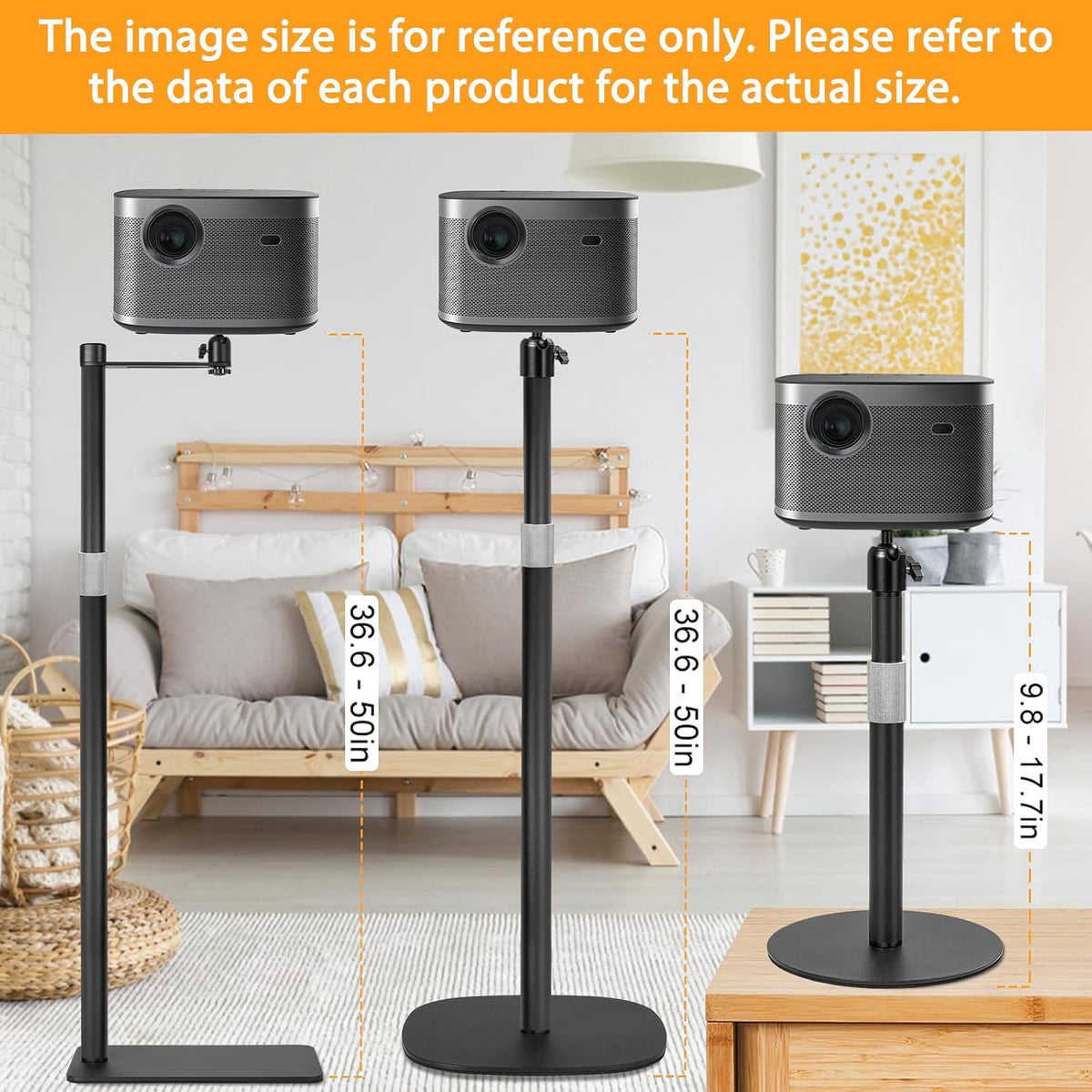 Projector Floor Stand 93-127cm Adjustable Height 360 Rotating Mount Home Cinema