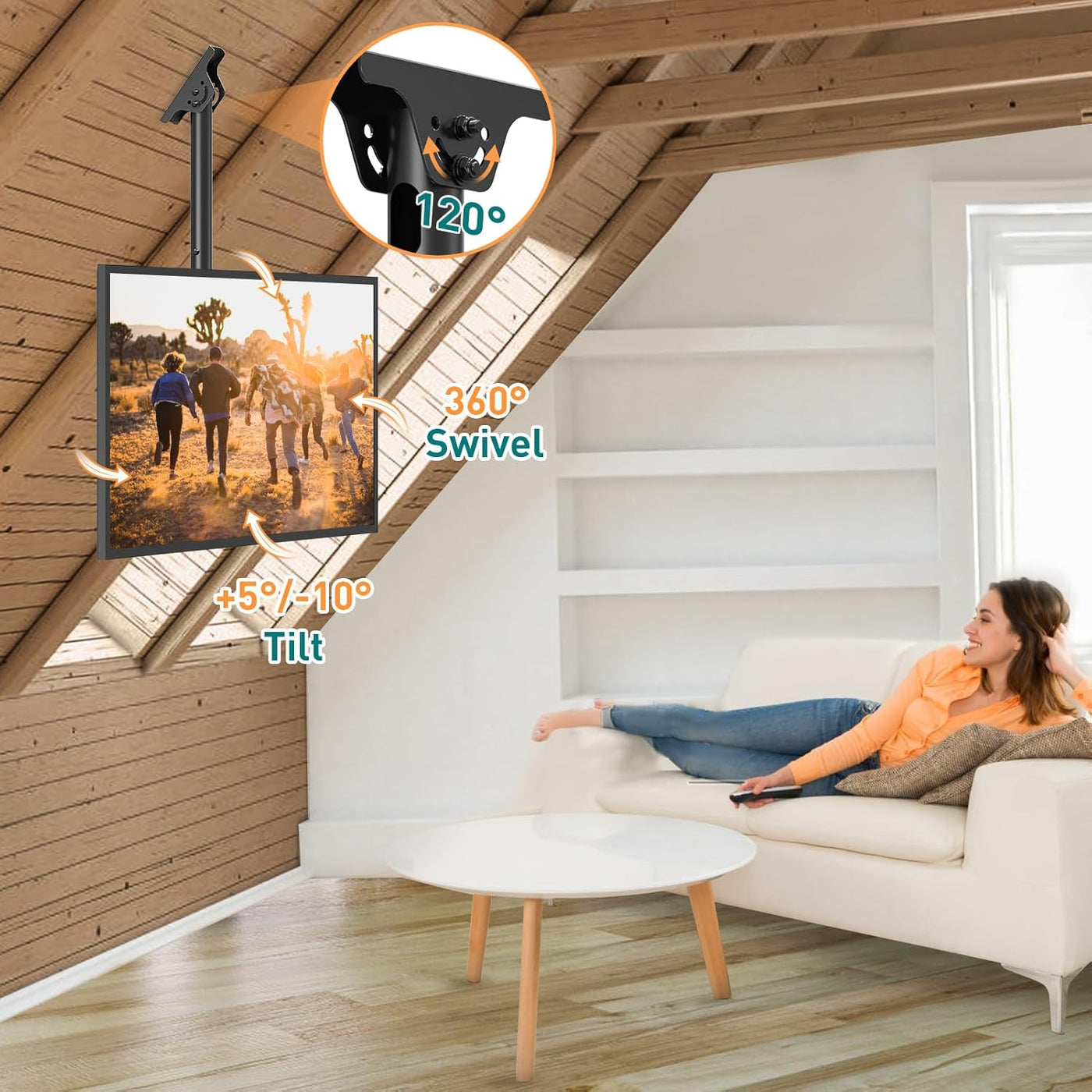 Ceiling TV Bracket 24-65 Inch Height Adjustable Full Motion ELIVED
