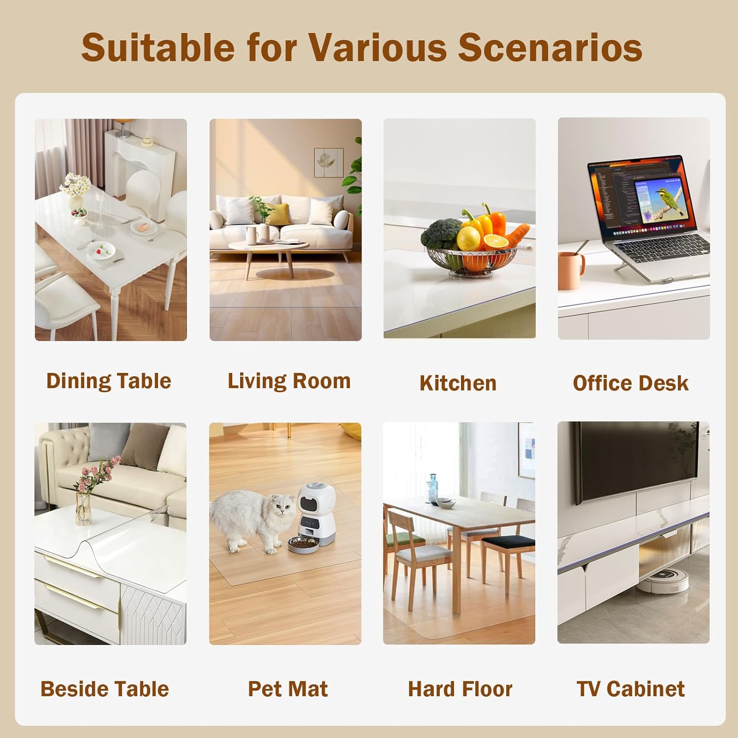 Clear Table Protector 90x160cm PVC Waterproof 1.5mm Desk Cover Royhom
