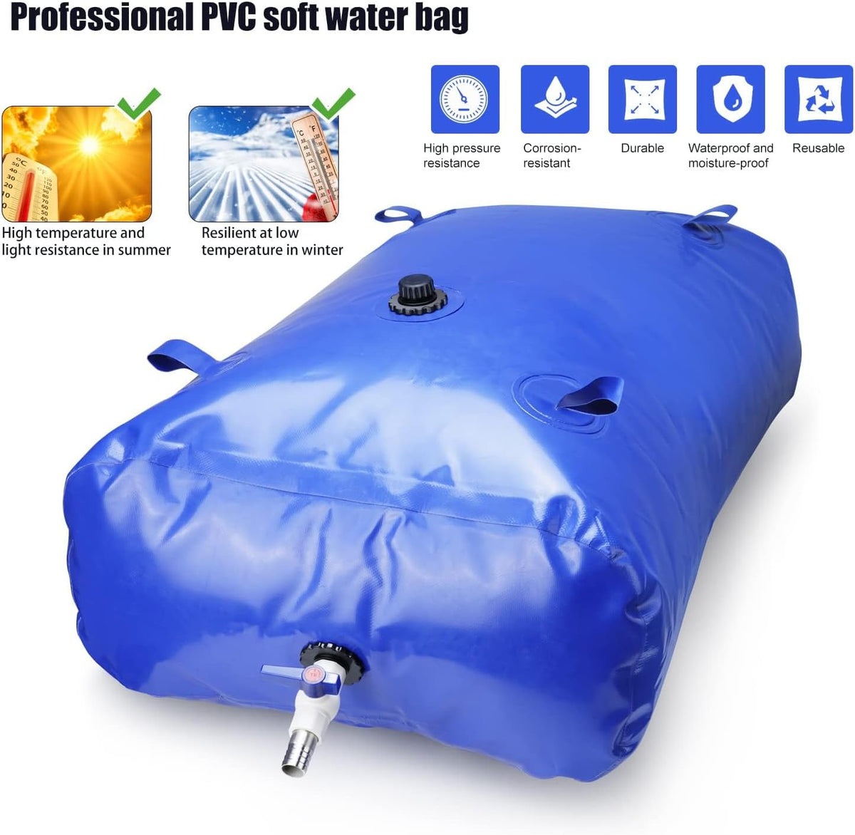 Water Storage Tank 1000L Foldable Portable Bladder Bag Irrigation Emergency Use