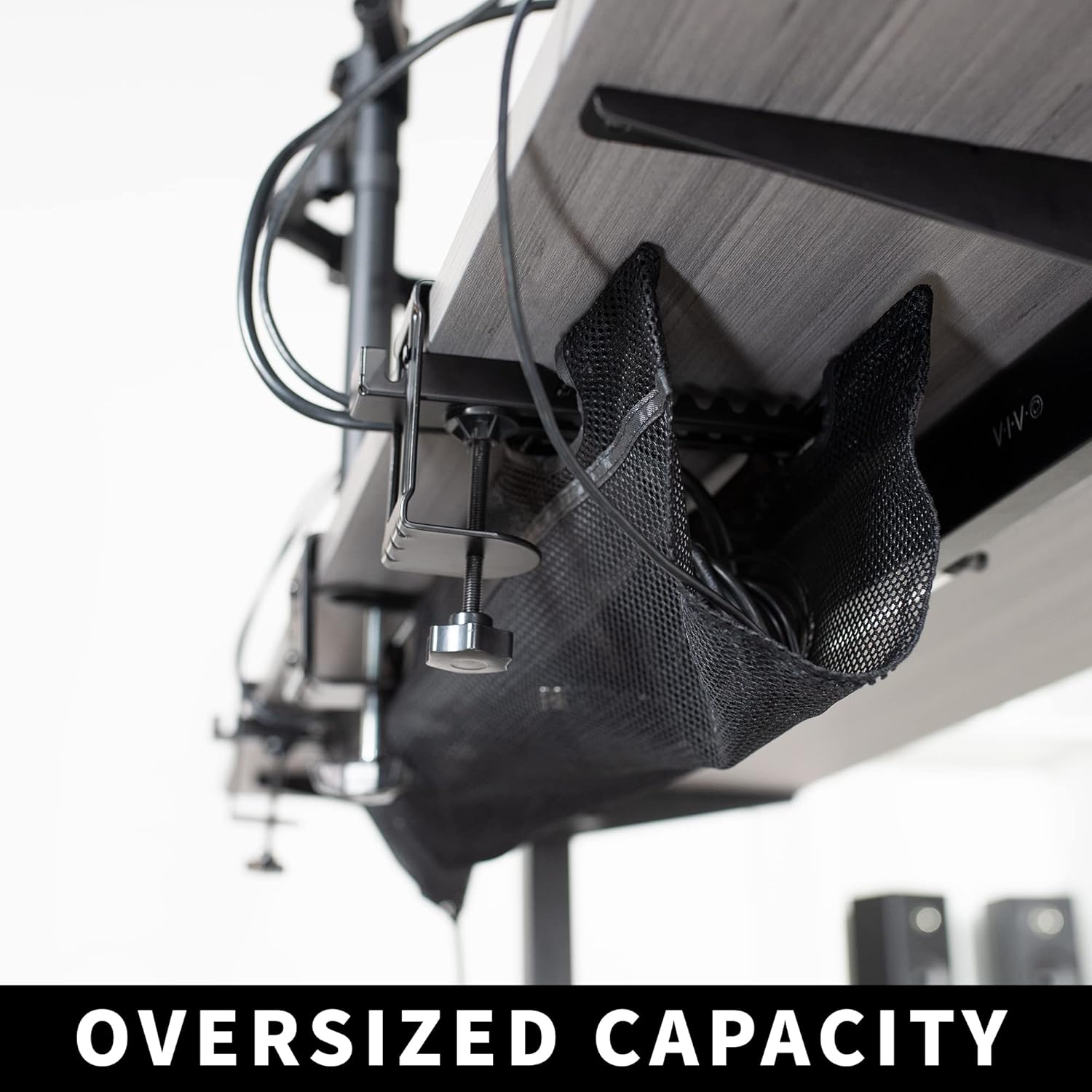 Under Desk Cable Management Net 91cm Clamp On Wire Organizer VIVO DESK-AC36MH