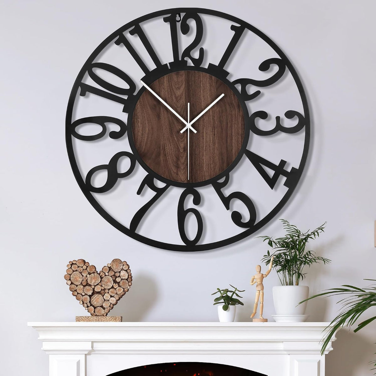 Large Wall Clock 60cm 24 Inch Silent Battery Operated Retro Vintage Home Decor