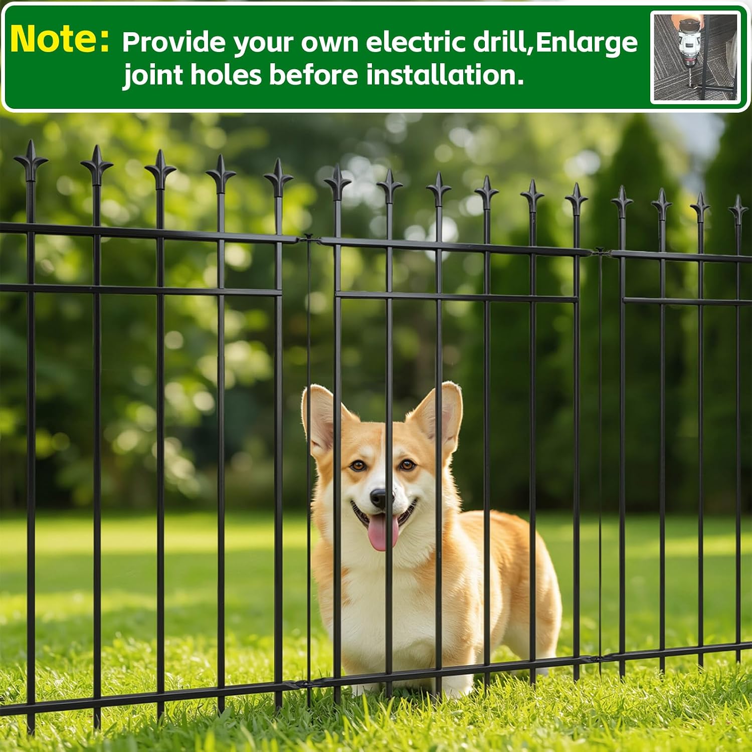 Metal Garden Fence 91cm 5 Pack Rustproof Landscape Animal Barrier Black ARIFARO