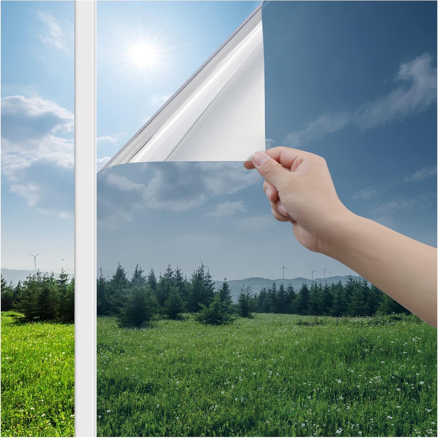 Heat Reflective Window Film Privacy 90x400cm Silver UV Sun Control Glass Haton