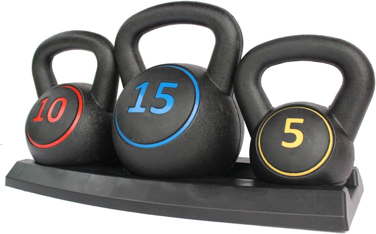 Kettlebell Set 3 Piece 2.2kg 4.5kg 6.8kg Weights Stand Home Gym HIONRE KB01S