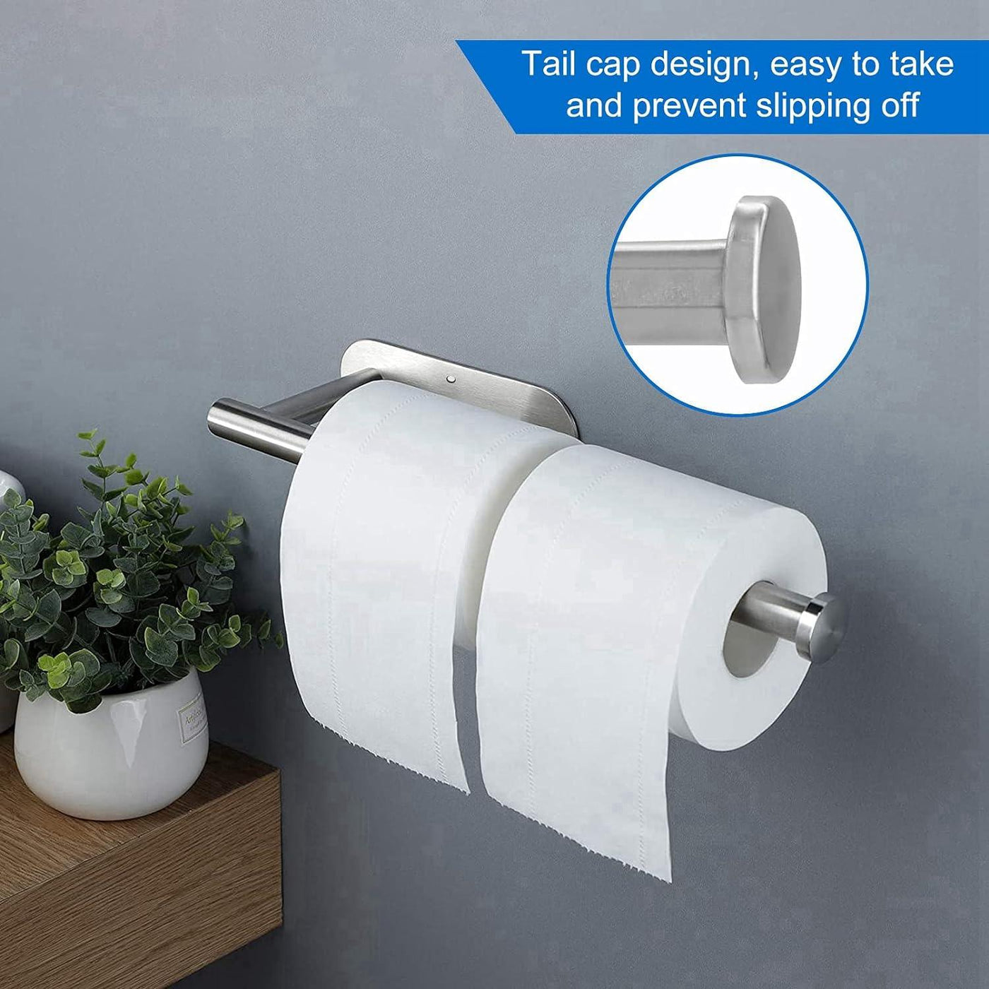 Self Adhesive Wall Mounted Kitchen Roll Holder, Stainless Steel - Massive Discounts