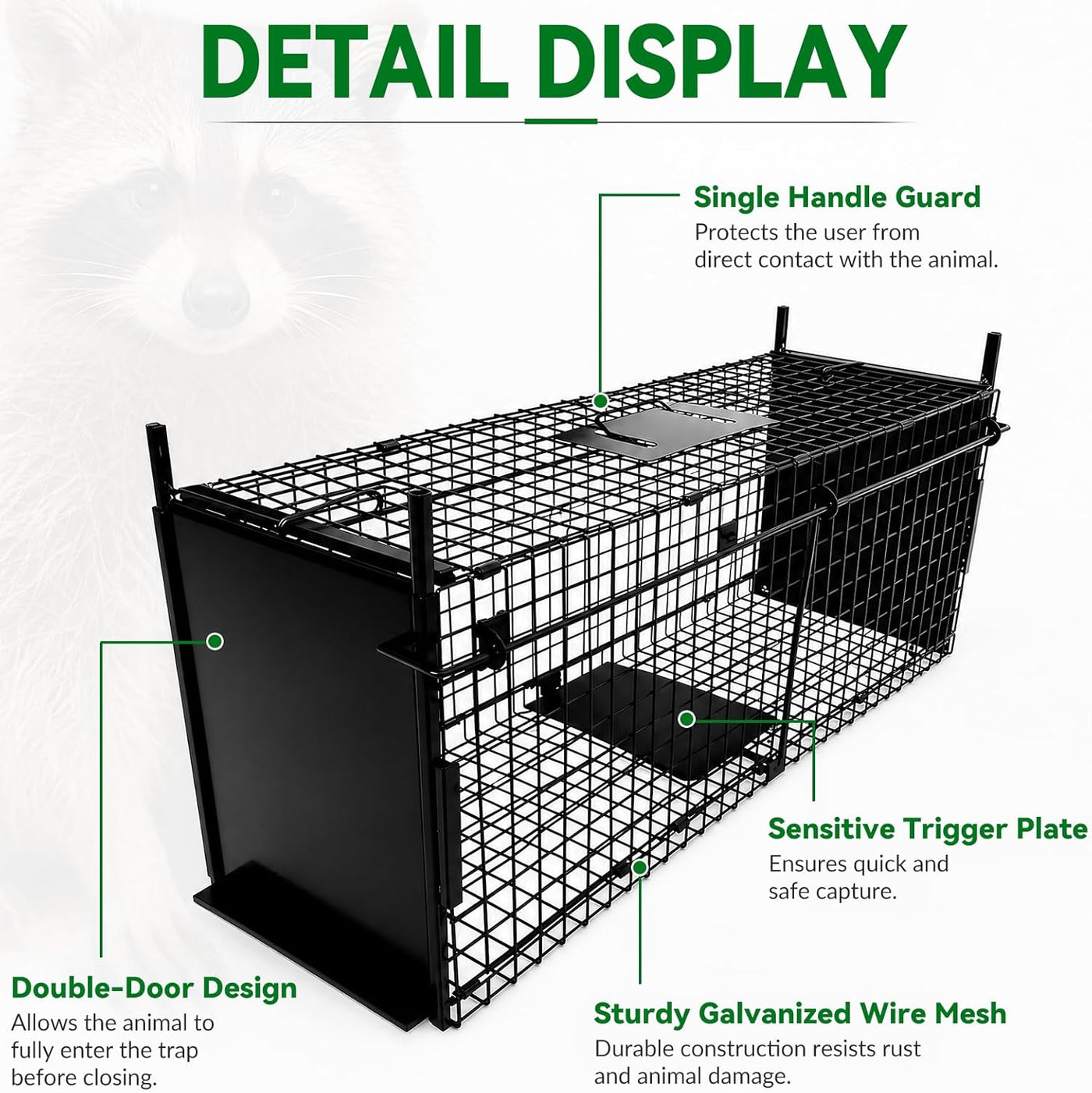 Humane Animal Cage Trap 80X33X27cm Double Door Live Catch Metal Cage Thealyn