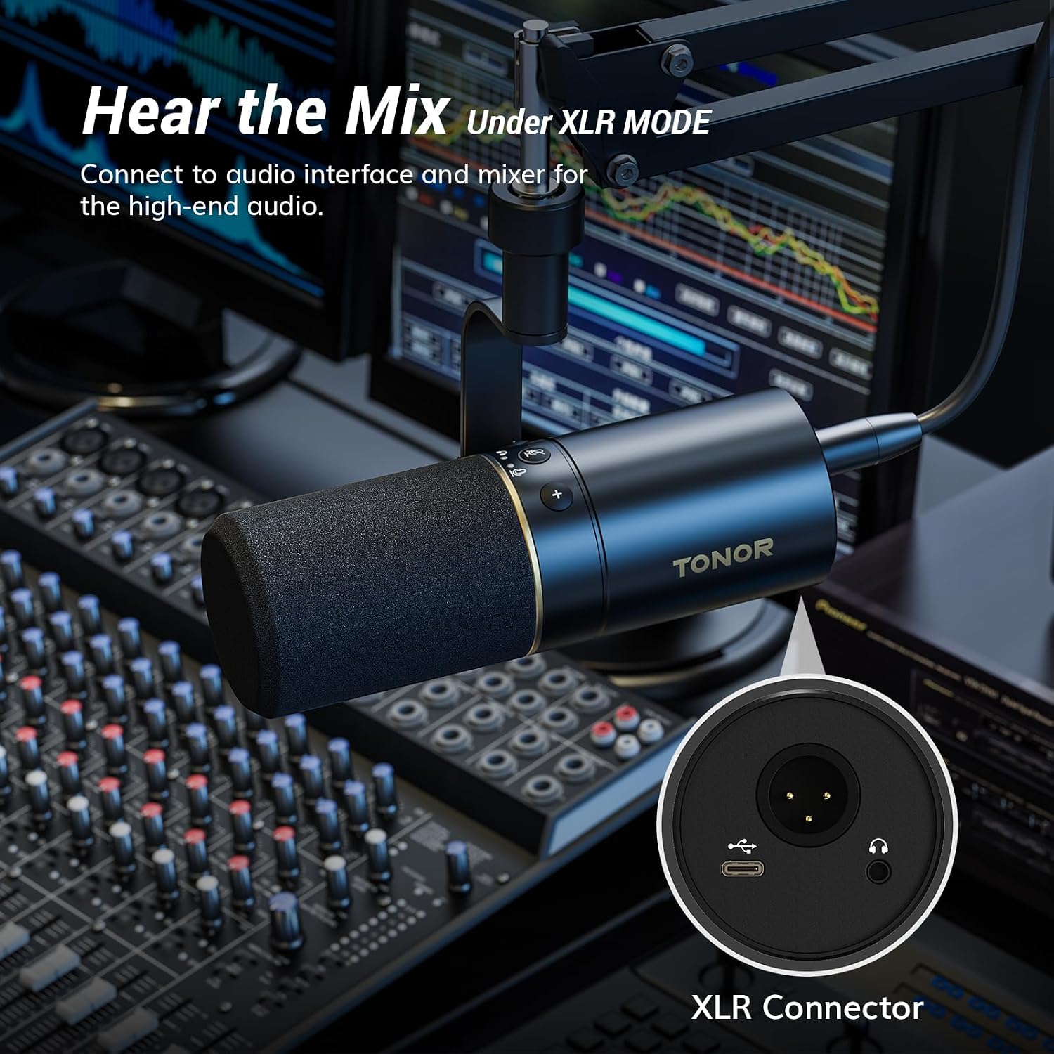 USB XLR Dynamic Microphone Boom Arm Podcast Gaming Studio TONOR PC Mic Kit