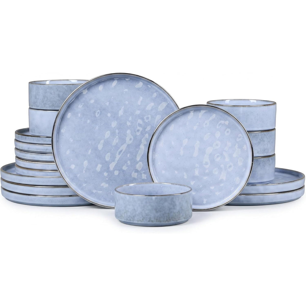 Dinner Set 18 Piece Dinnerware Plates Bowls Grayish Blue Tableware HaWare
