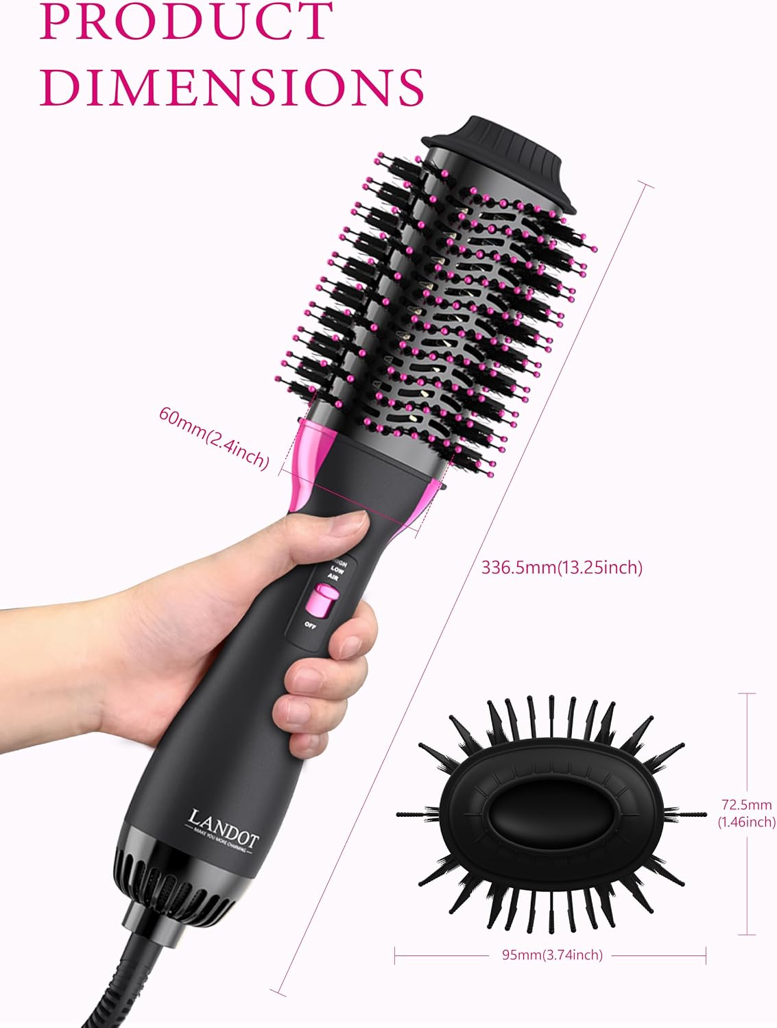 Hair Dryer Brush One Step Ionic Hot Air Styler Volumizer Blow Dry Styling Brush