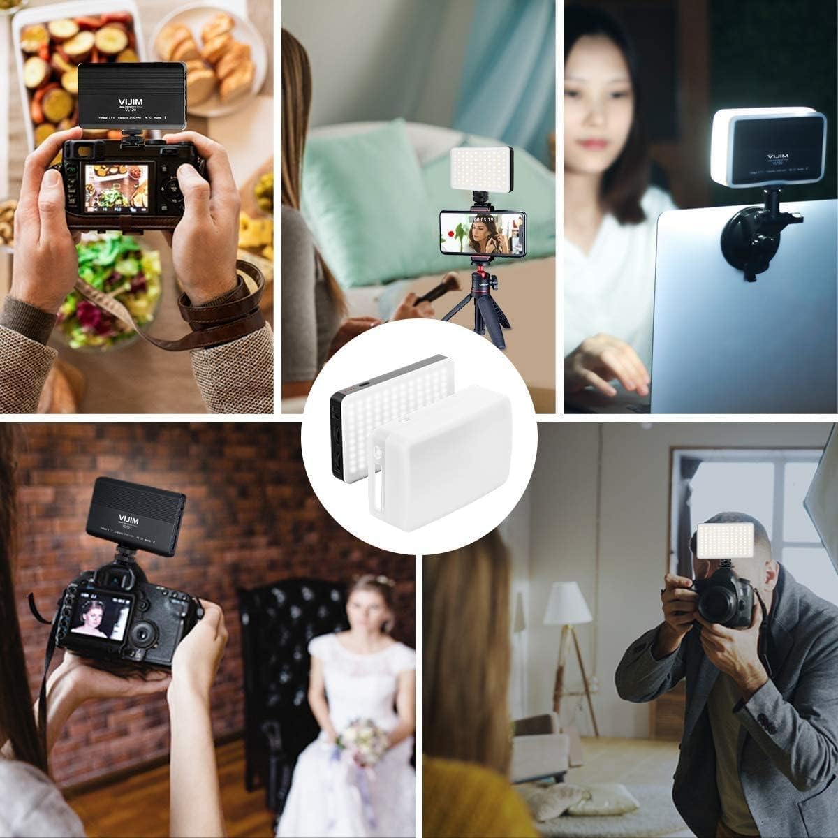 LED Video Light Panel 3100mAh Rechargeable 3200-6500K Dimmable VIJIM VL120 Camera
