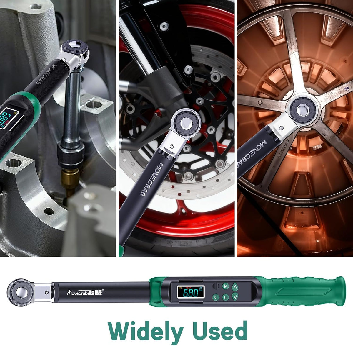 Digital Torque Wrench 6.8-135Nm Interchangeable Heads Precision Torque Spanner Tool