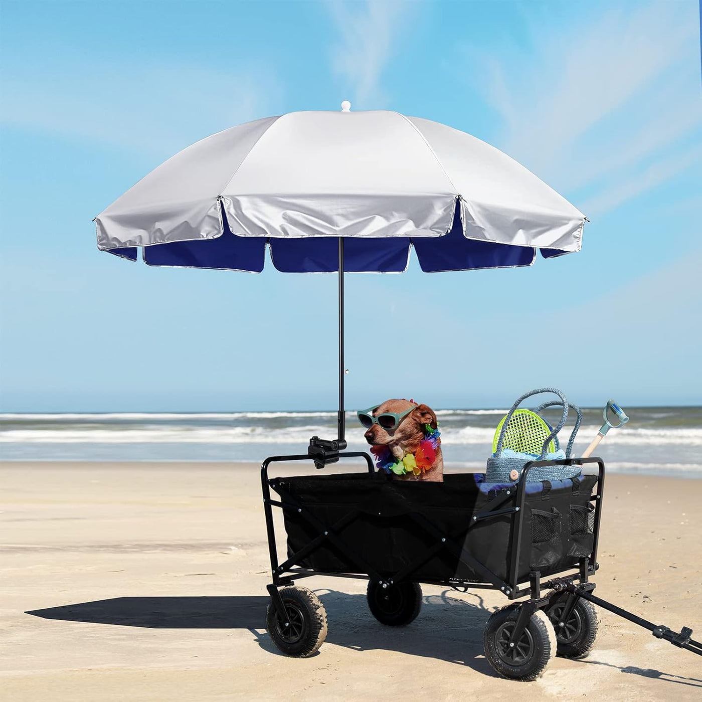 Clamp On Umbrella UPF50+ Adjustable UV Beach Chair Stroller Shade G4Free