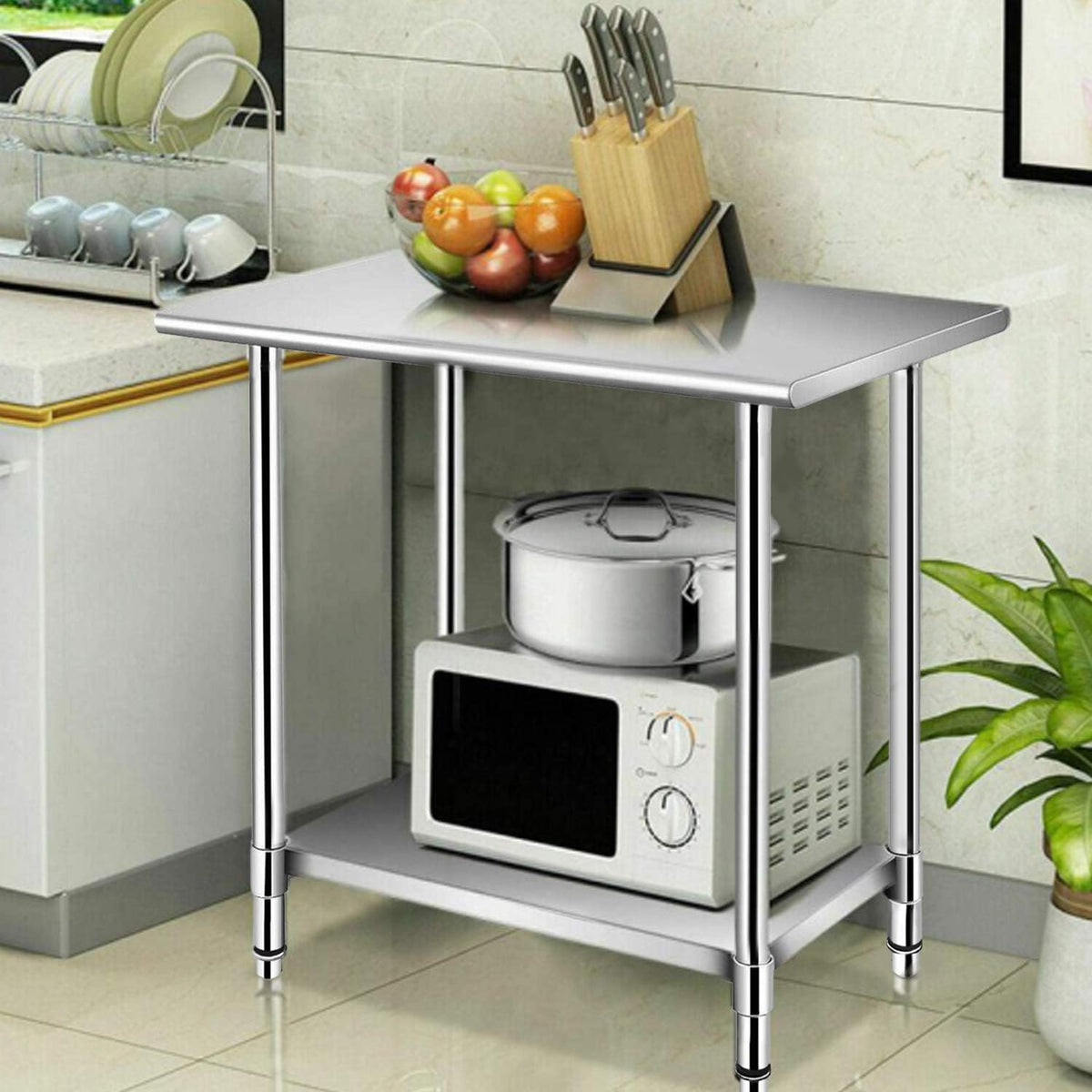 Stainless Steel Work Table 90x60x85cm 250kg Commercial Kitchen Prep Nisorpa