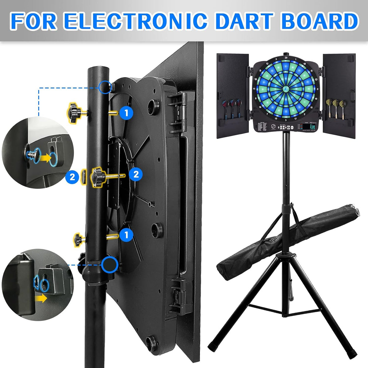 Dartboard Stand 3.7kg Heavy Duty Portable Dart Board Holder Tripod Turnart