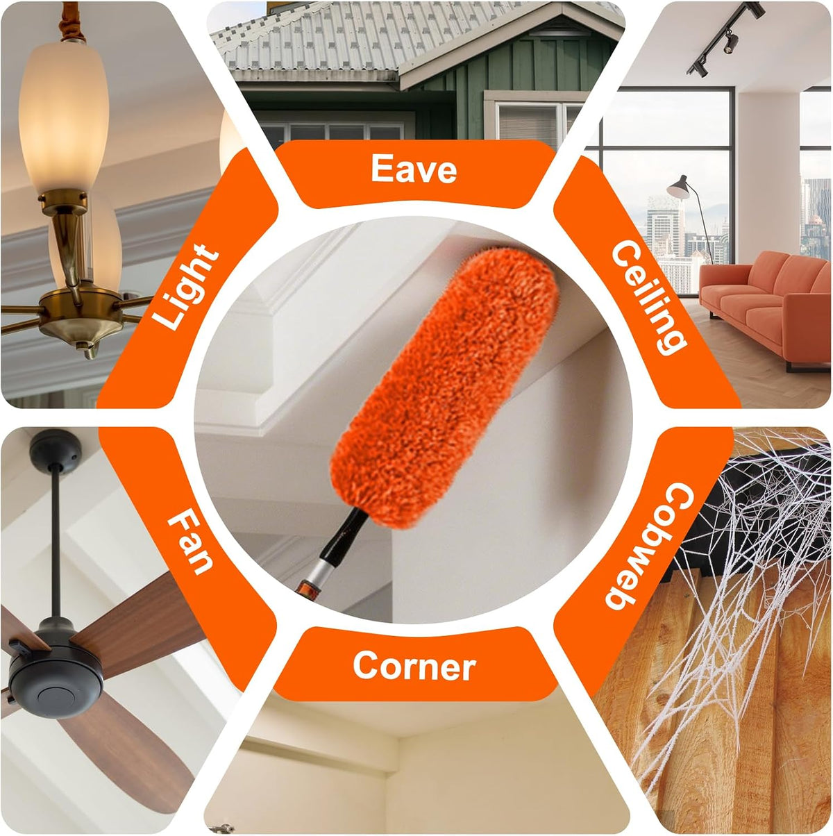 Telescopic Feather Duster 7.2m 5 Piece Microfiber Ceiling Fan SISUPASSIE