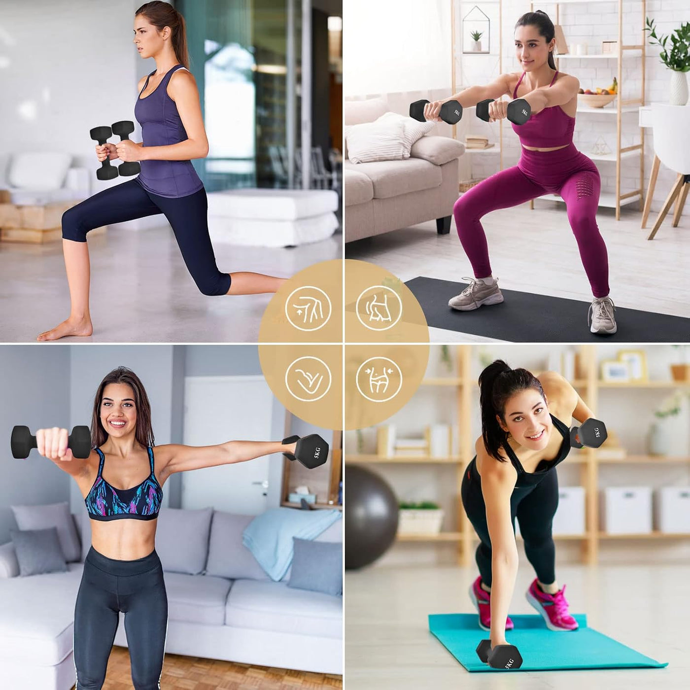 Neoprene Dumbbell Set of 2 Hand Weights Pilates Fitness Women Men PP PERFORMANCE
