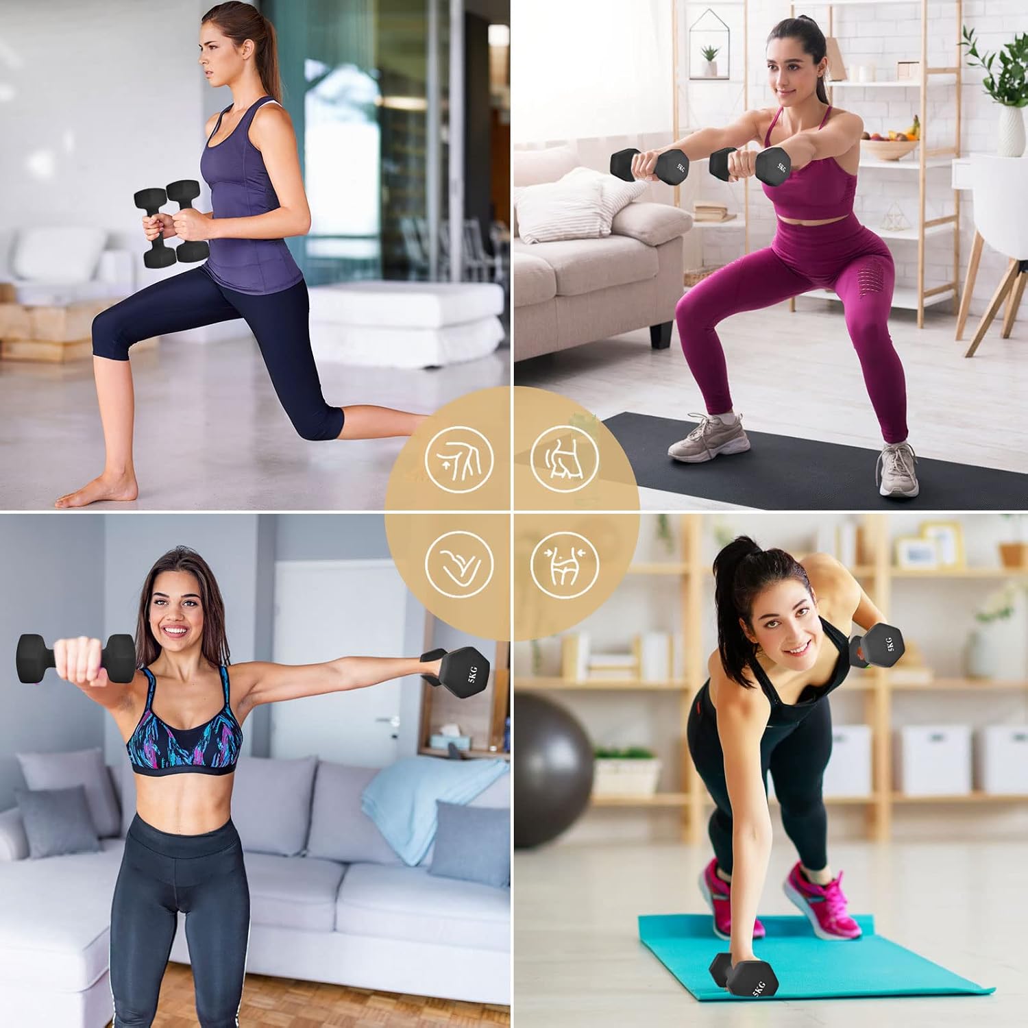 Neoprene Dumbbell Set of 2 Hand Weights Pilates Fitness Women Men PP PERFORMANCE