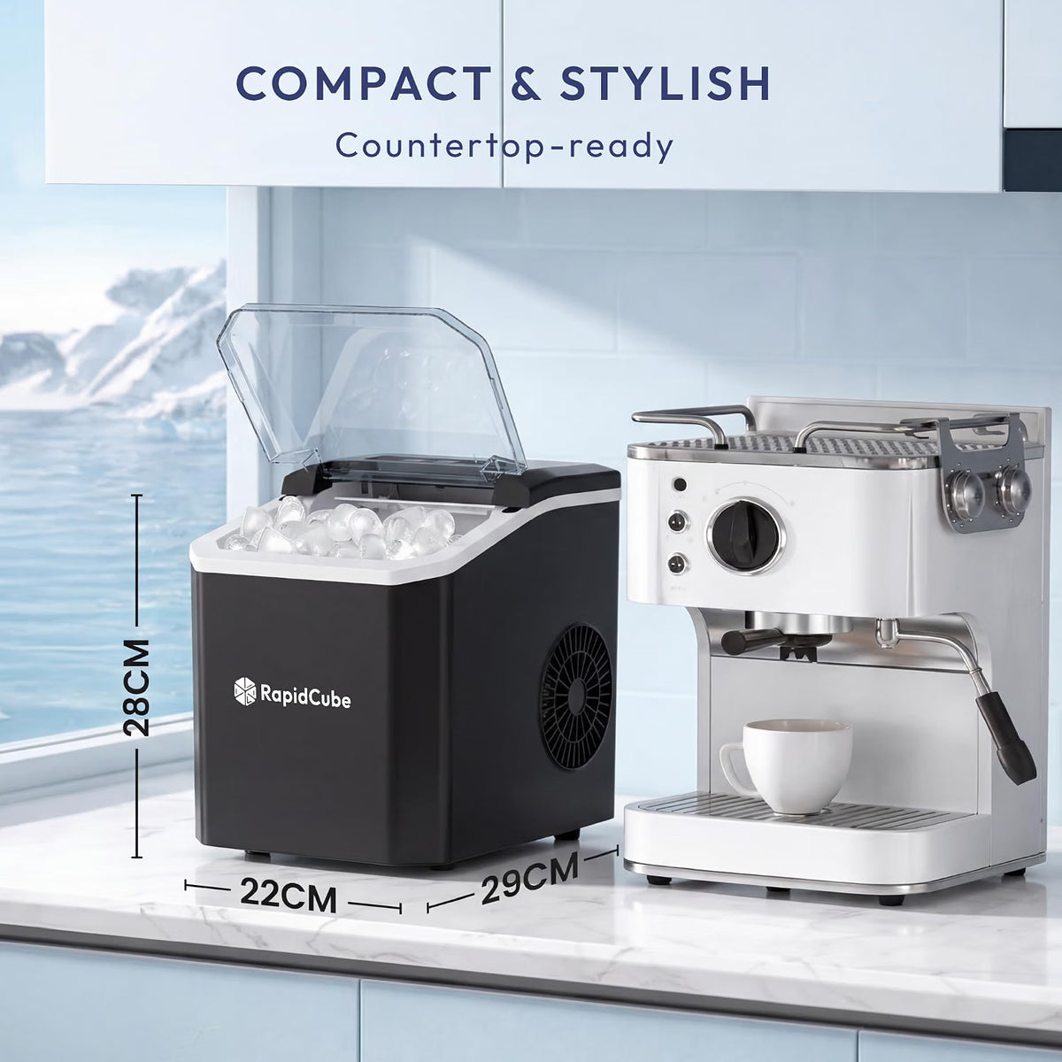Ice Maker Machine 1.5L Countertop Self Cleaning Portable Compact Ice Maker iN