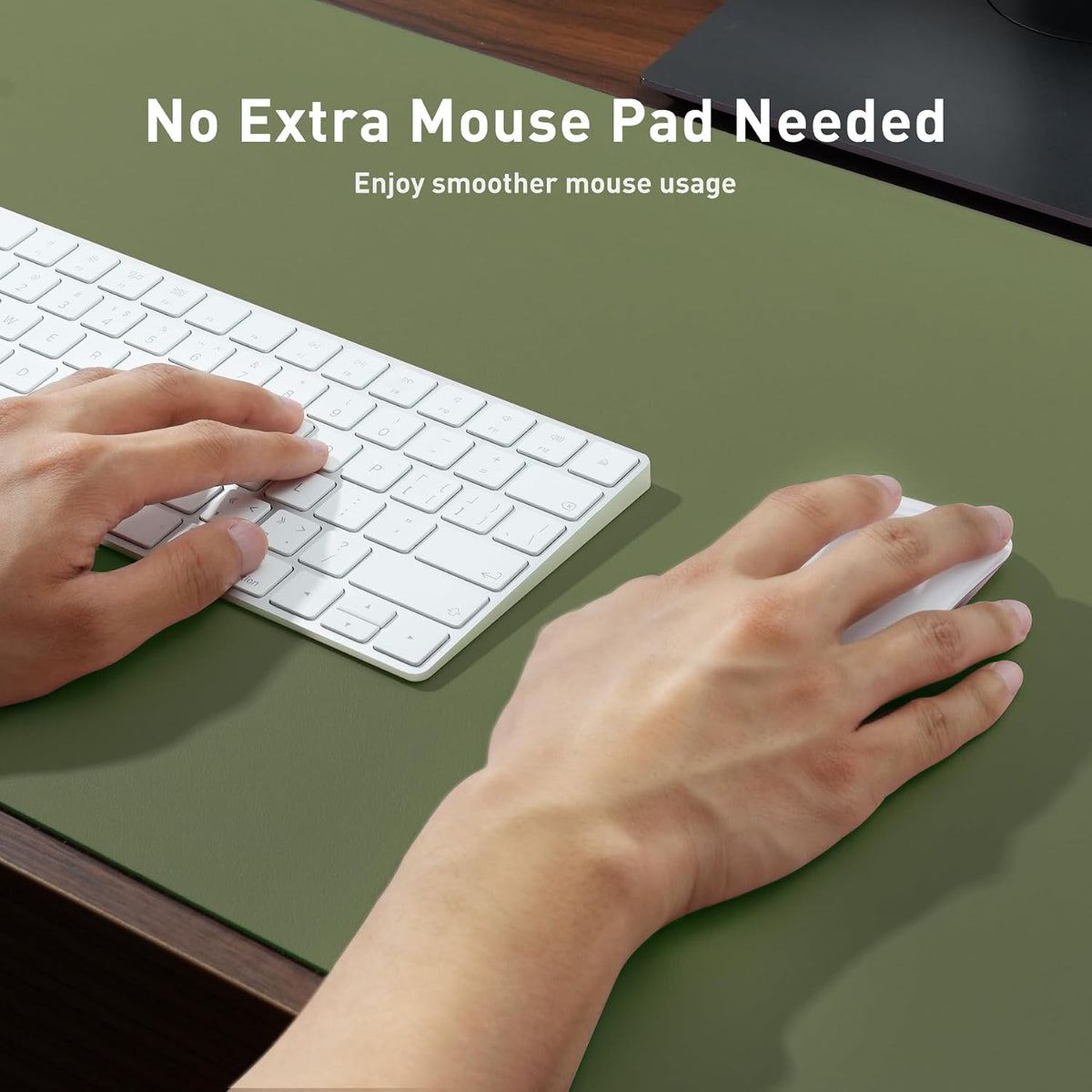 Desk Mat 120x60cm PU Leather Large Mouse Pad Olive Green Office Aothia