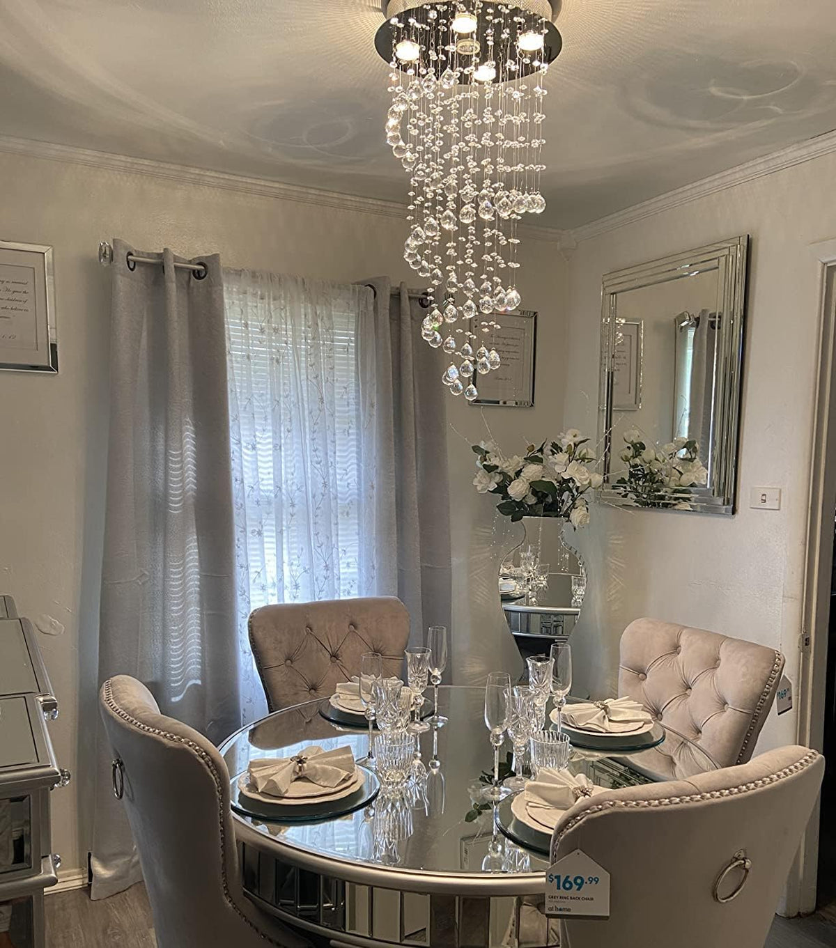Crystal Chandelier 40x90cm K9 Raindrop Spiral Chrome Ceiling Pendant Light