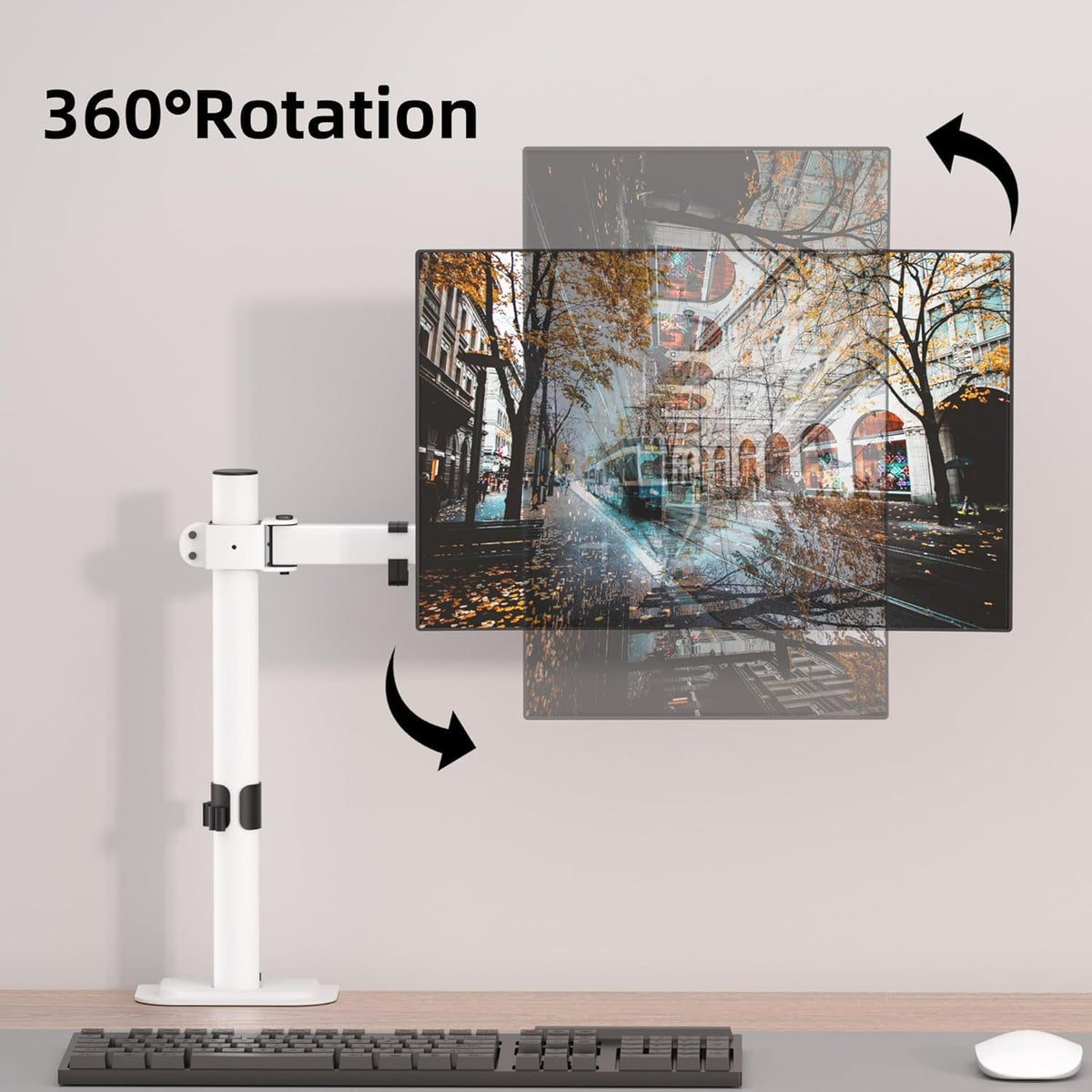 Single Monitor Arm 13-32 Inch 10kg Adjustable VESA Desk Mount White Screen Stand