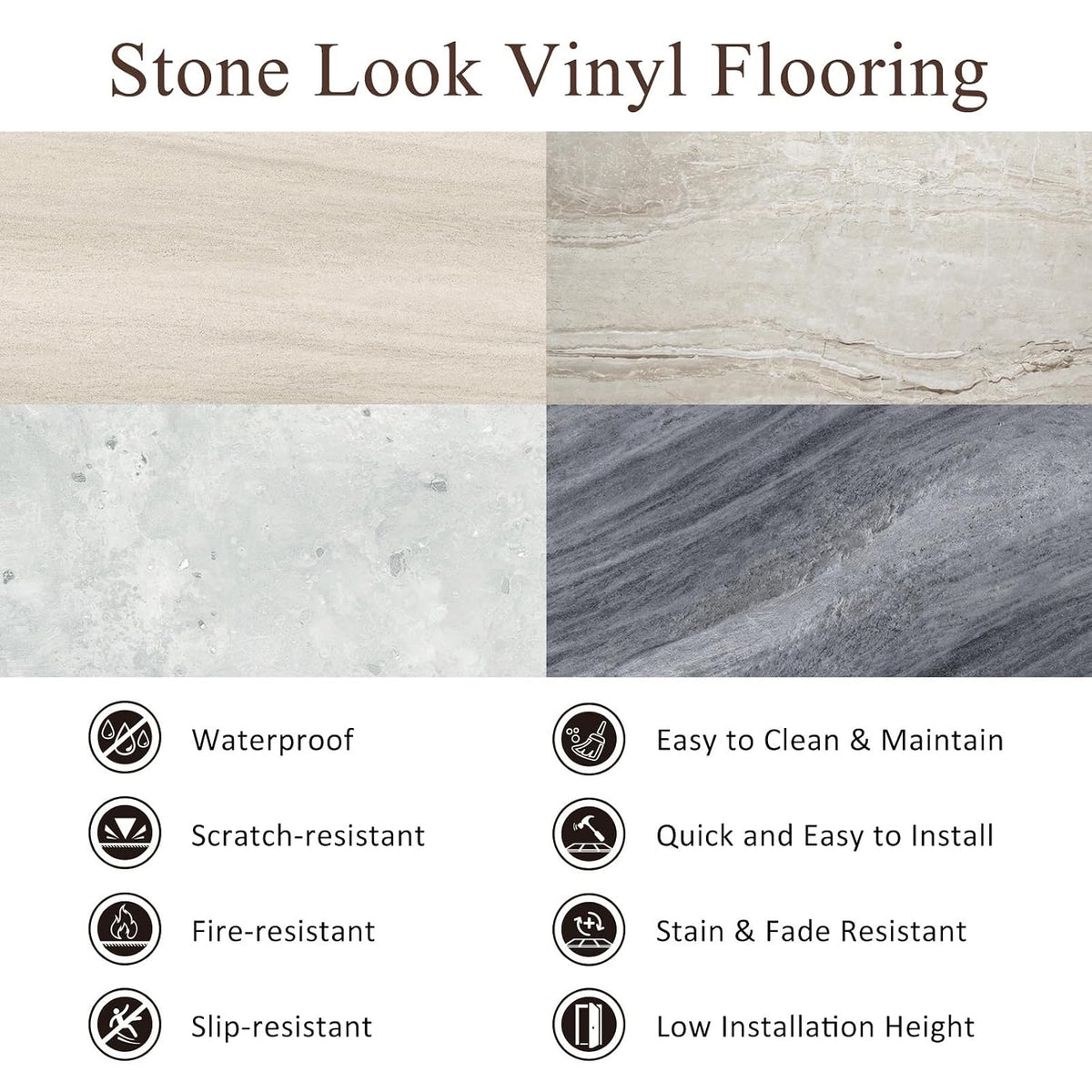 Self Adhesive Vinyl Floor Tiles 61x30.5cm Stone Effect Waterproof Mysflosy