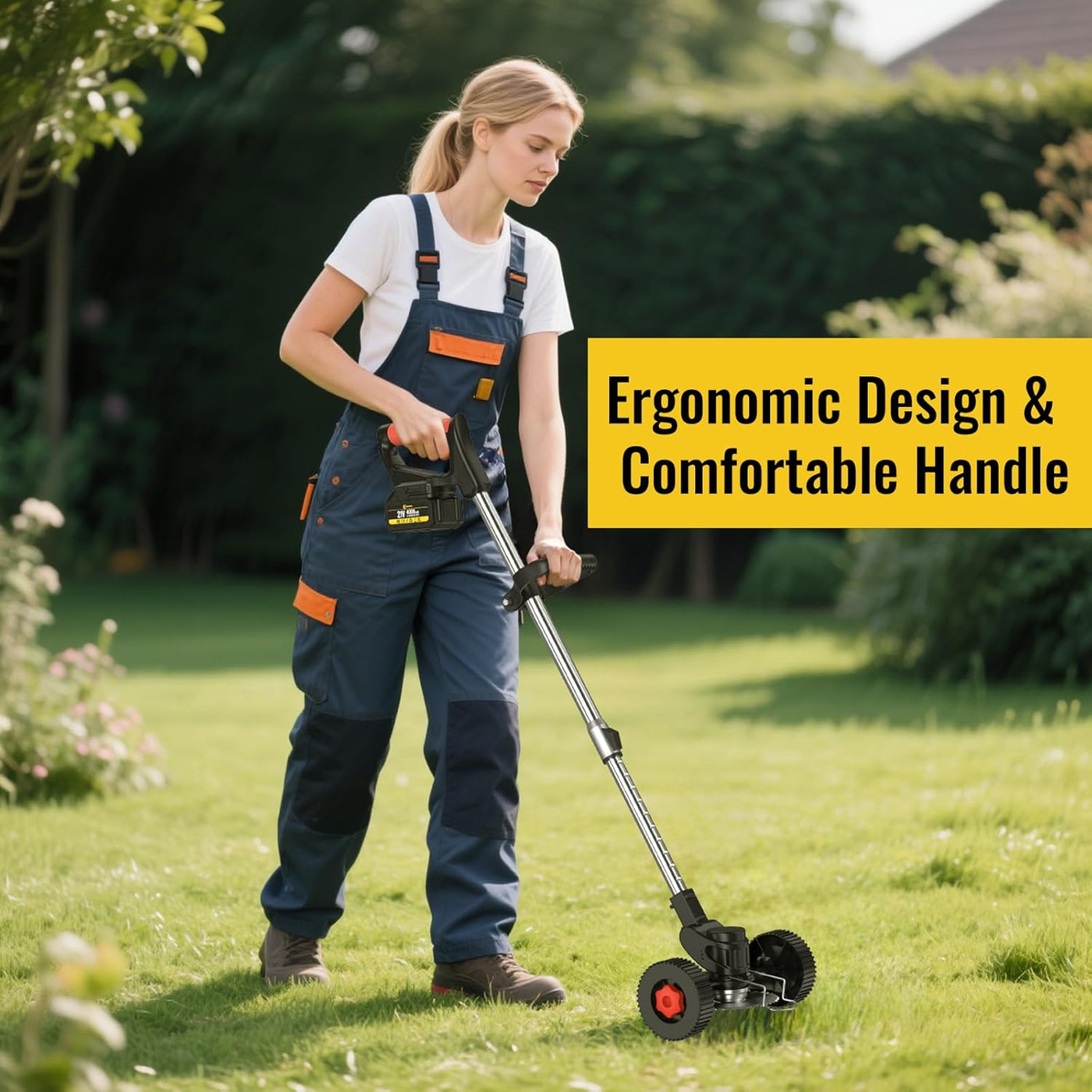 Cordless Grass Trimmer 21V 4.0Ah Garden Strimmer 4 Blades 2 Battery Conentool