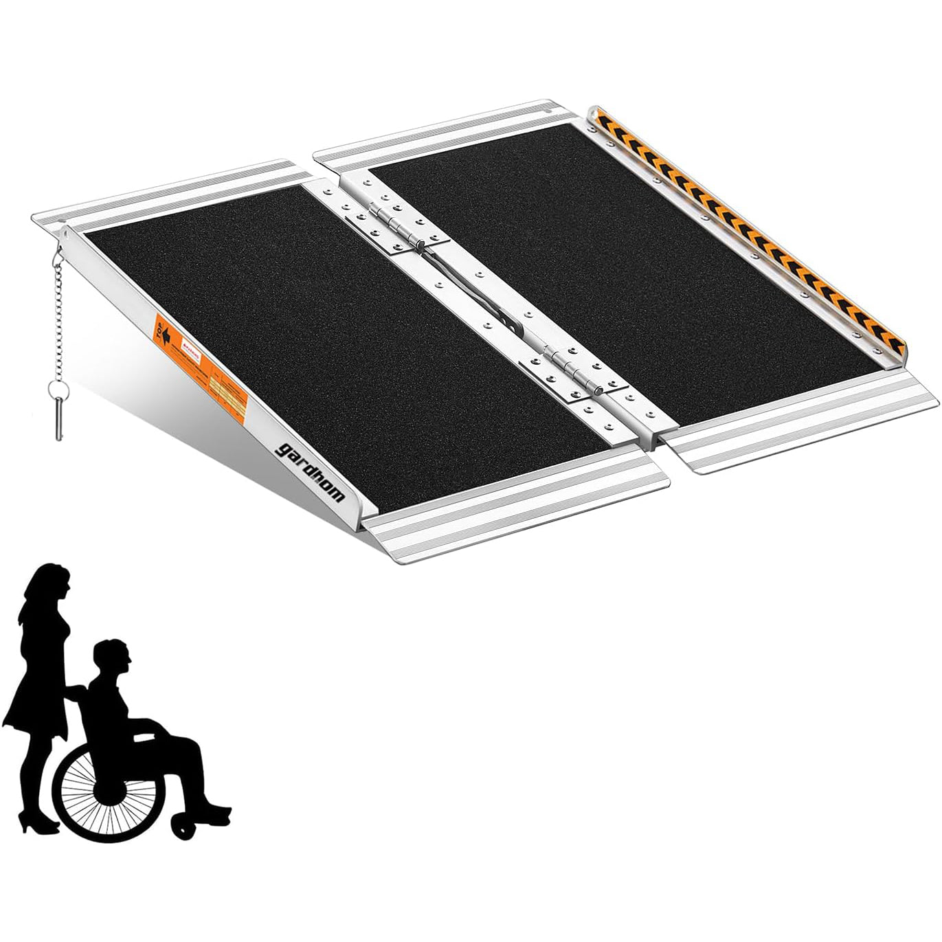 Gardhom 2FT Foldable Wheelchair Ramp 362KG Capacity Aluminum for Home & Doorways