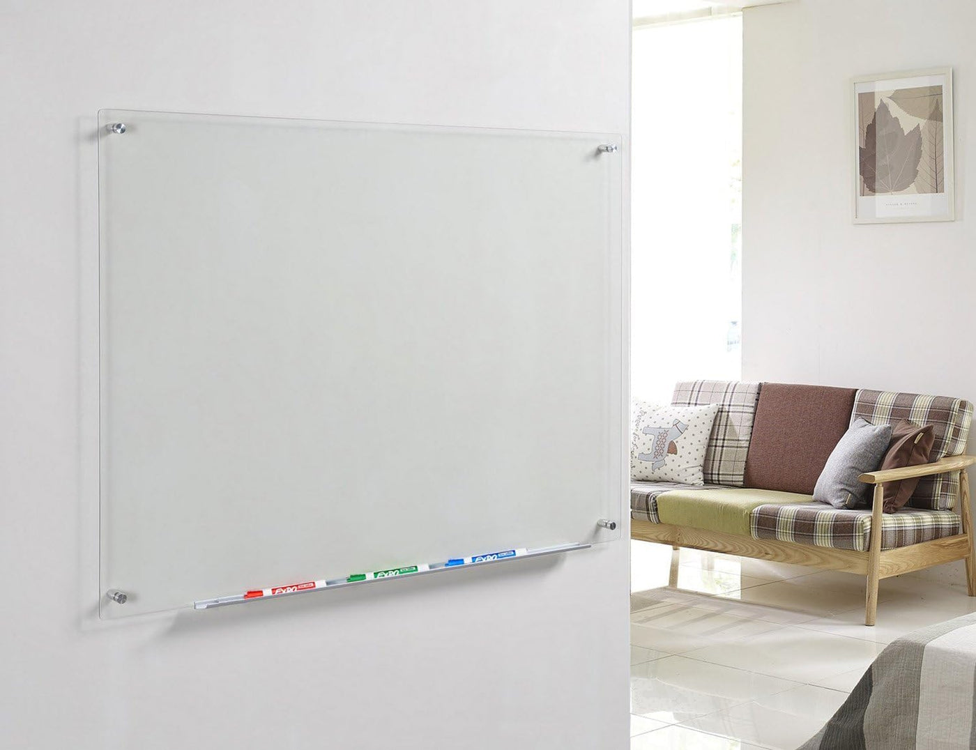 Clear Glass Dry Erase Board 60x90cm Frameless Non Magnetic Audio-Visual Direct