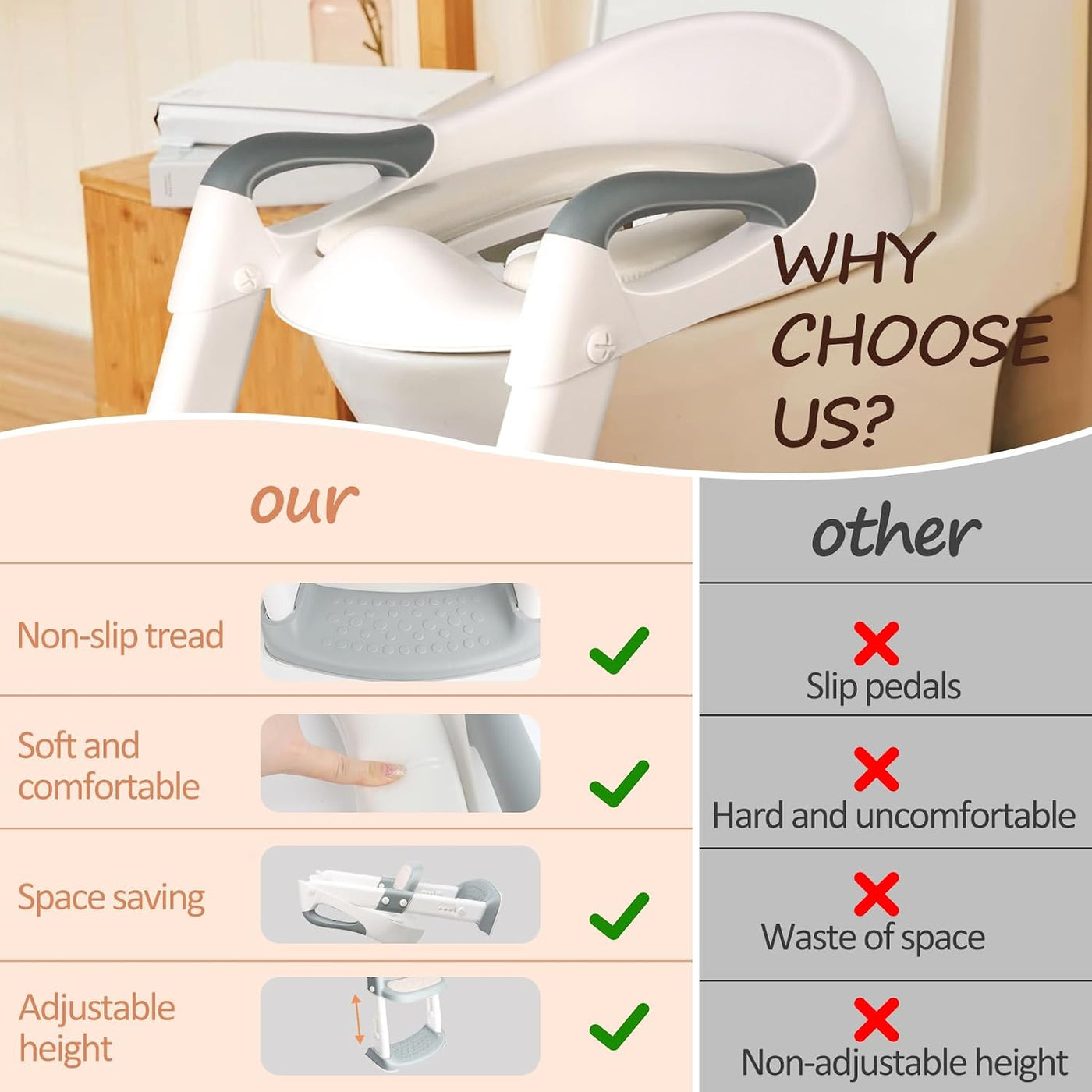 Kids Toilet Training Seat with Steps 2 in 1 Non Slip Splash Guard talifoca Potty