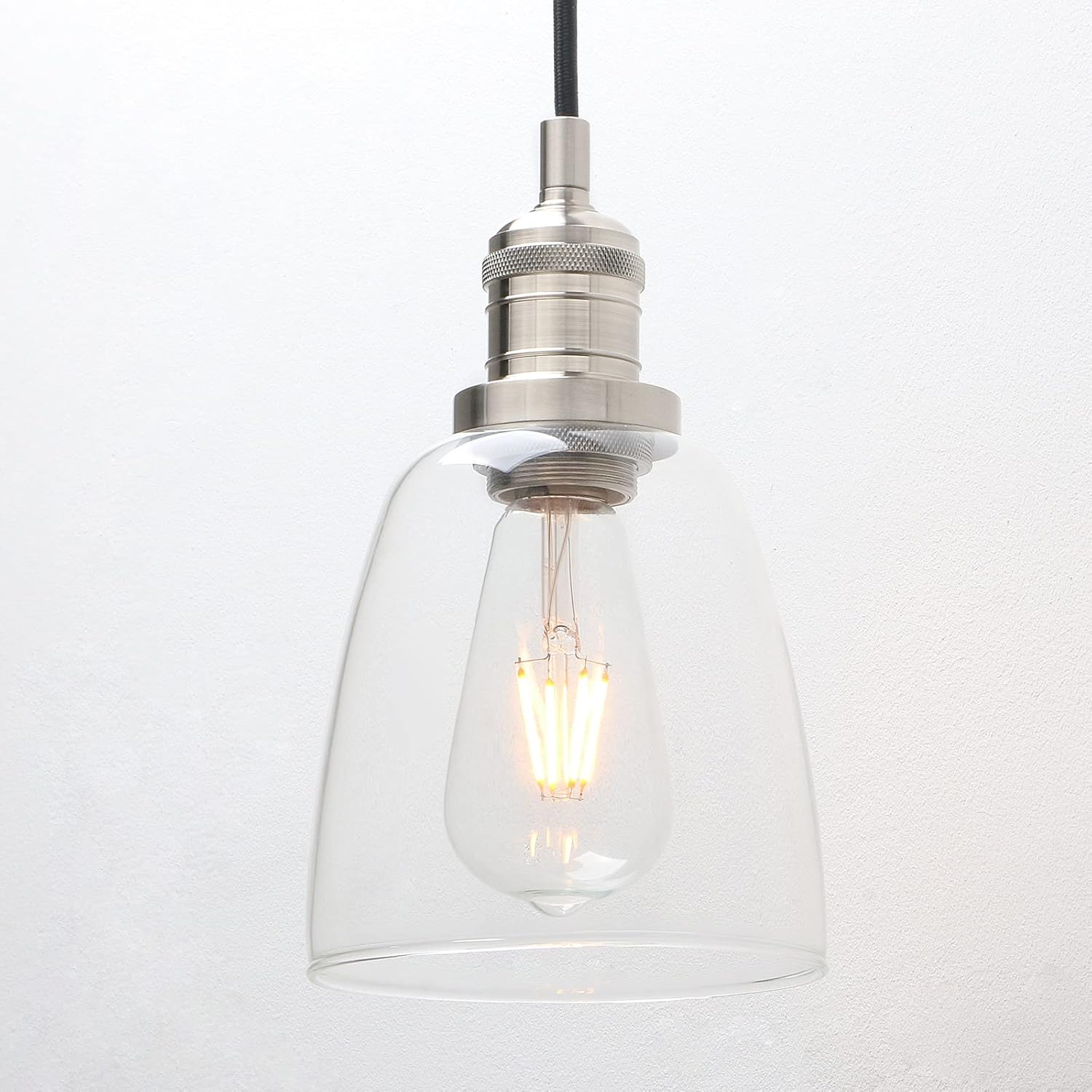 Phansthy Retro 3 Head Chandelier Pendant Light, 2m Adjustable Cord & Glass Shade